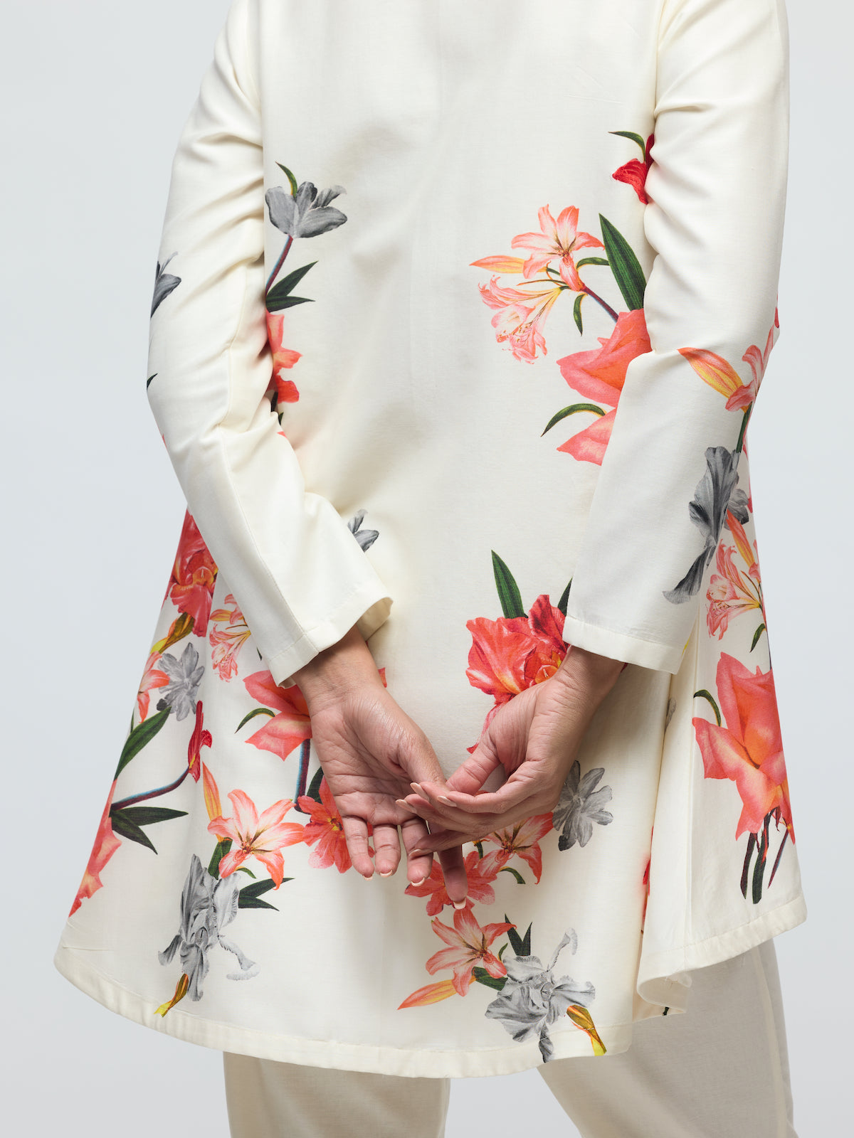 Floral Printed Chanderi Tunic Set With Voile Pant