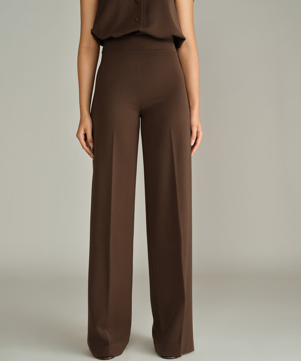 Stretch Suiting Wide-Leg Trousers