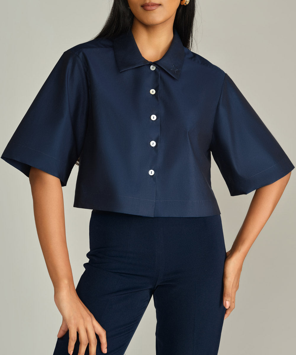 Egyptian Cotton Cropped Bowling Shirt