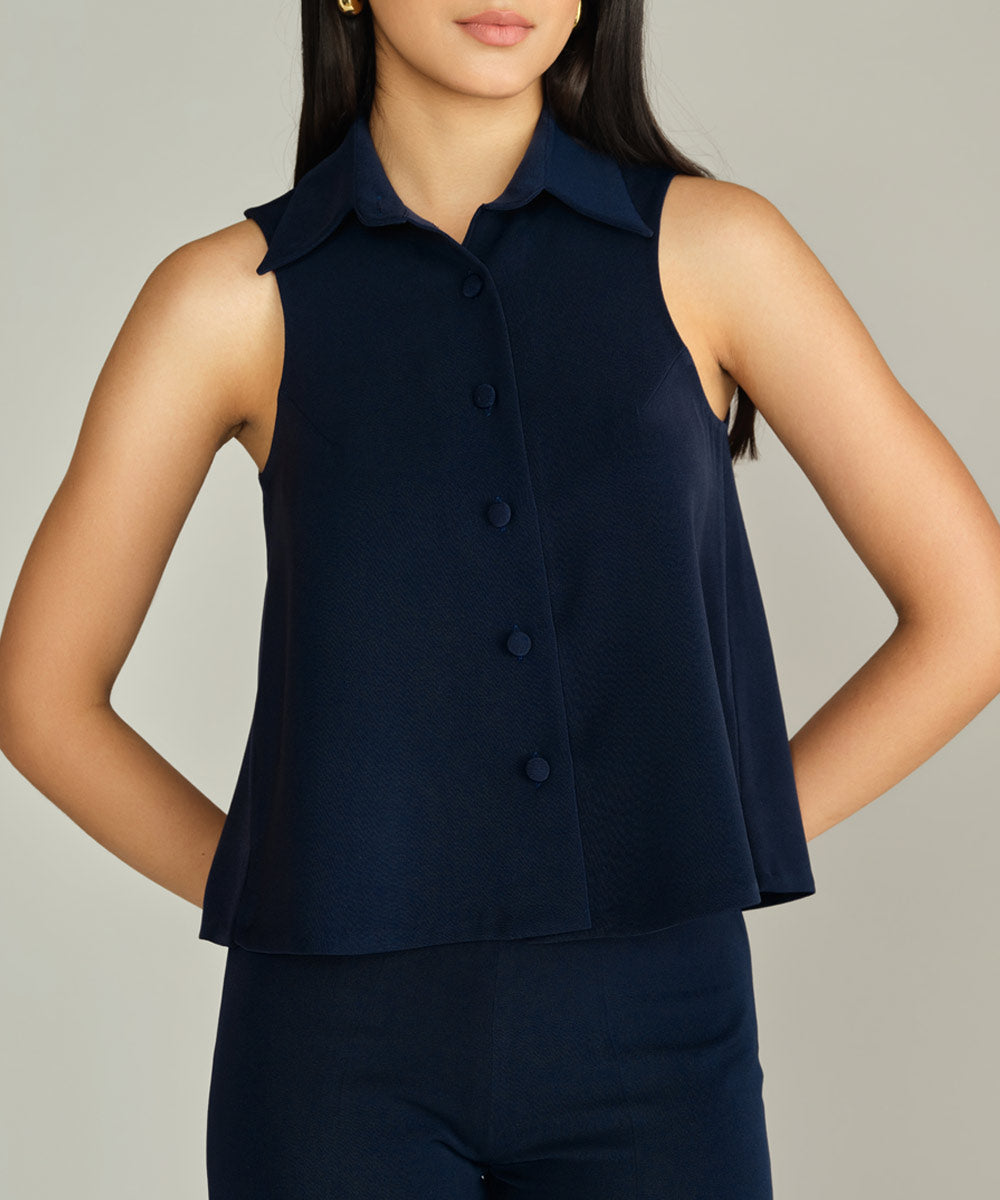 Stretch Suiting Sleeveless Top