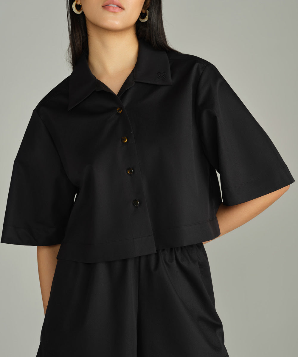 Egyptian Cotton Cropped Bowling Shirt