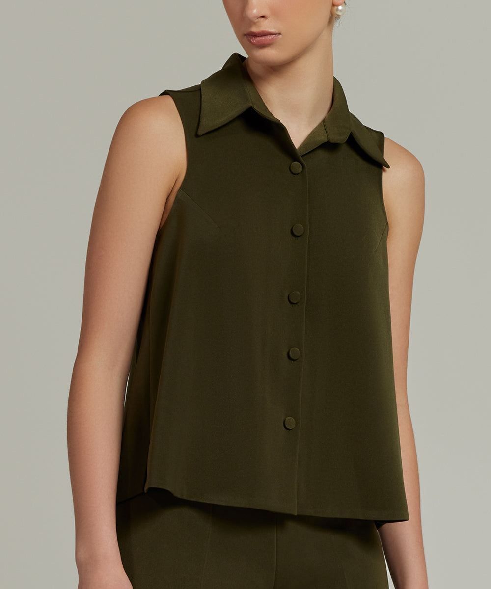 Stretch Suiting Sleeveless Top