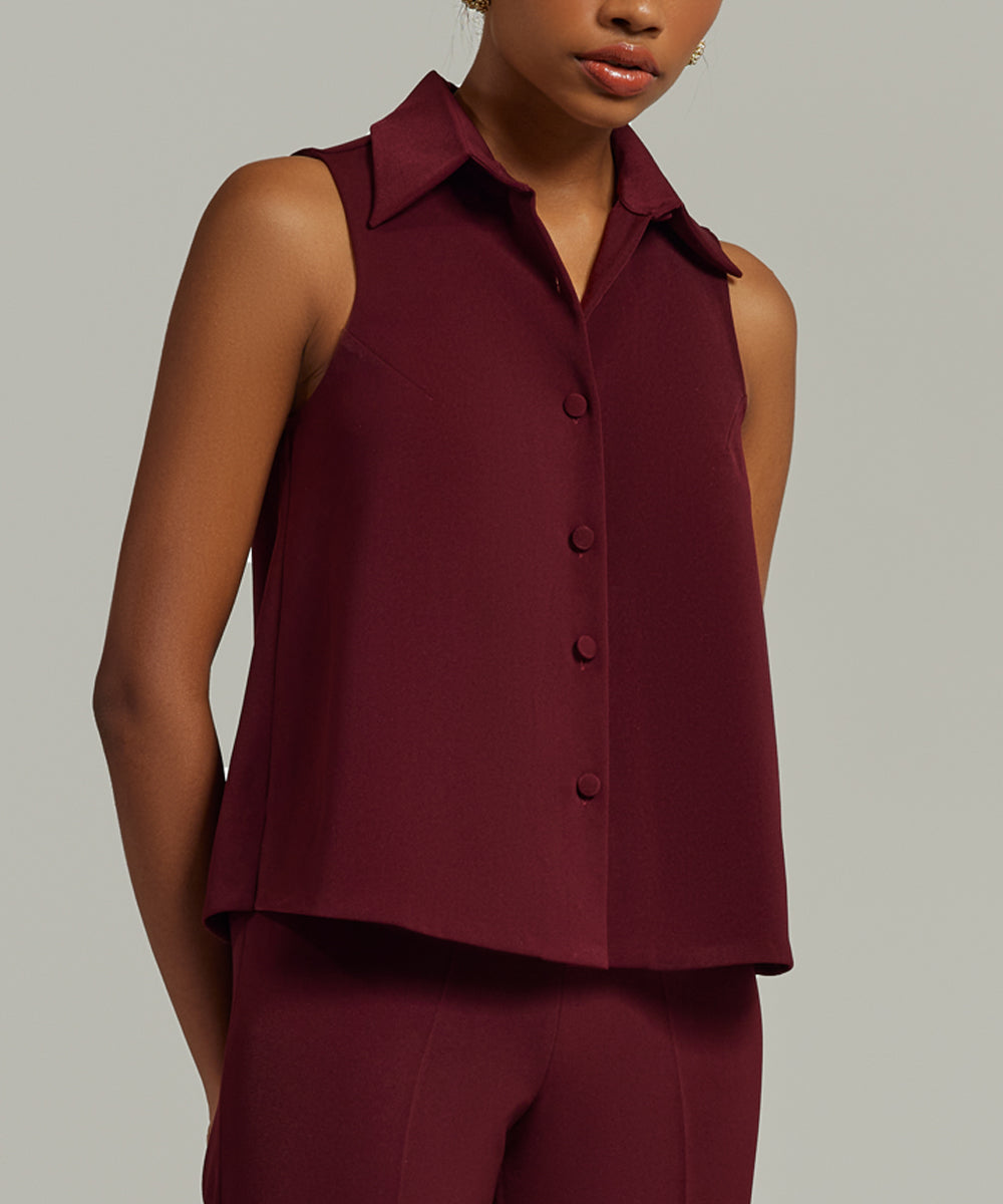 Stretch Suiting Sleeveless Top