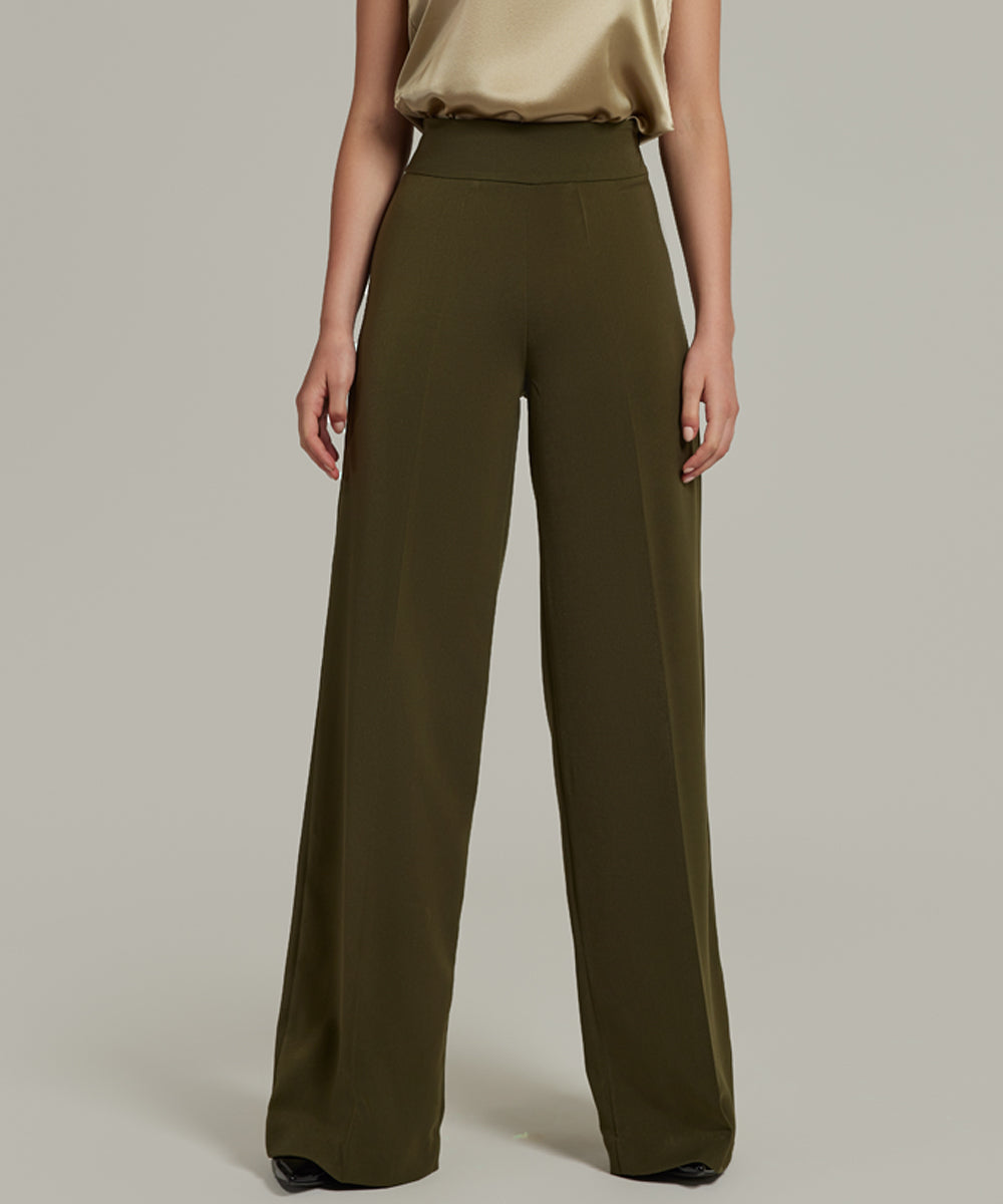 Stretch Suiting Wide-Leg Trousers