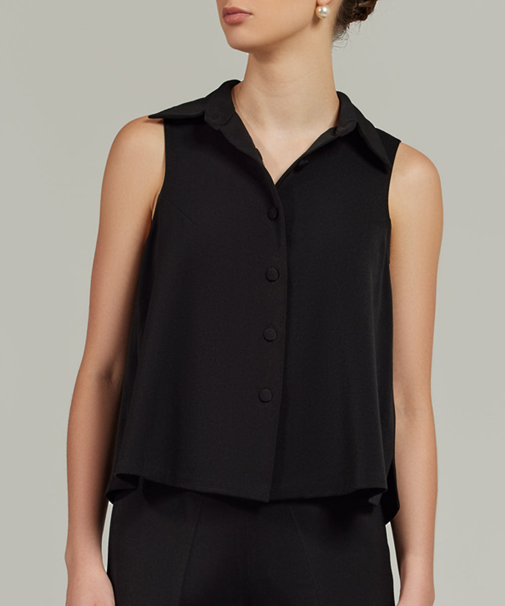 Stretch Suiting Sleeveless Top