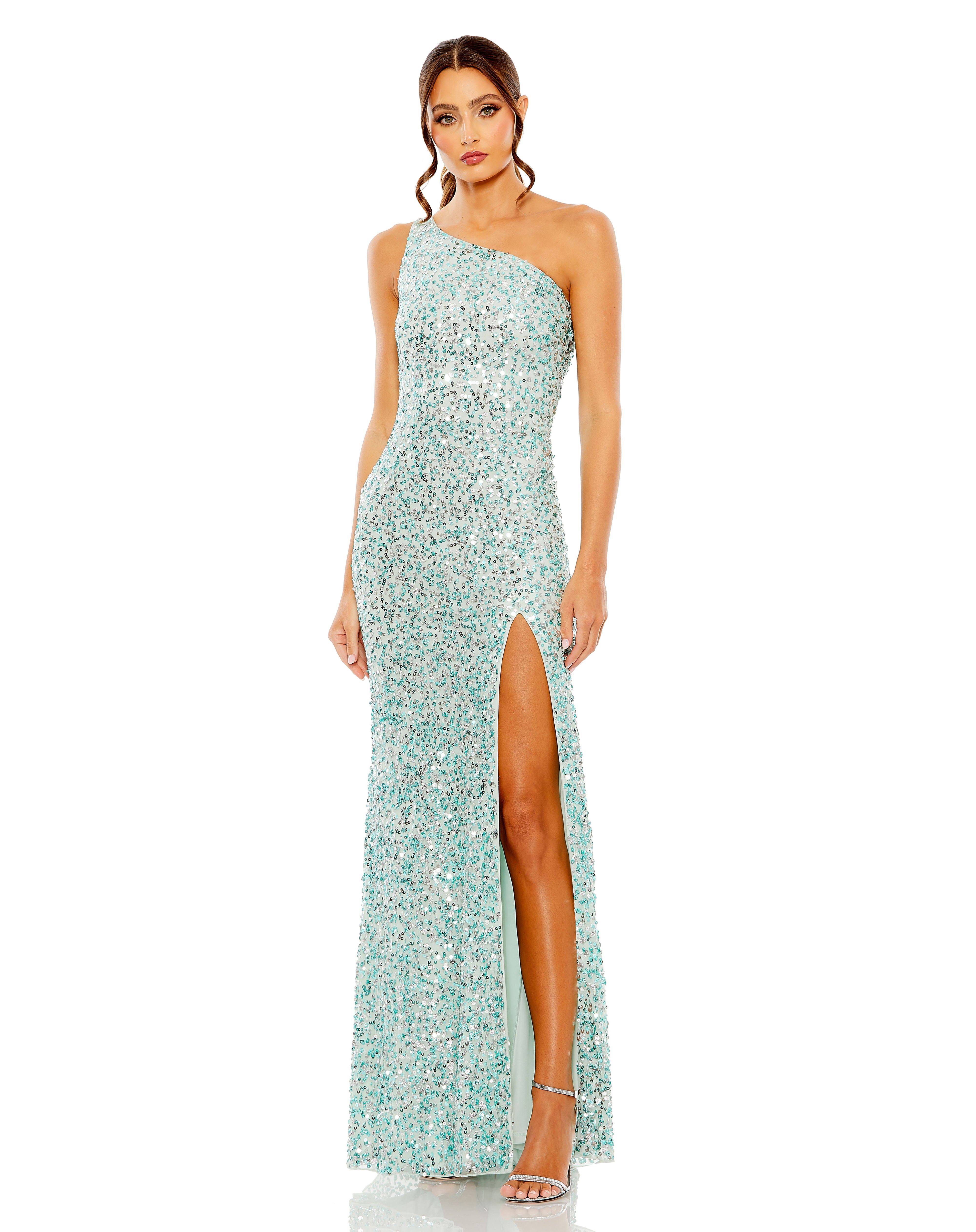 Sequin One Shoulder Gown