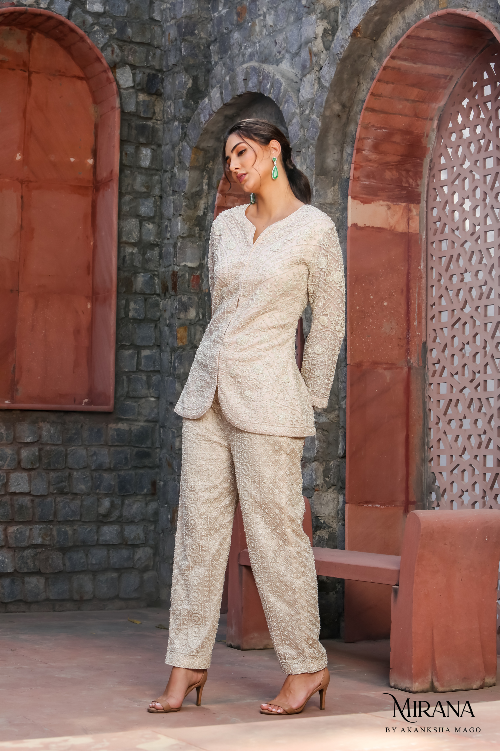 Dione- Ivory Jacket With Pant Cord Set.