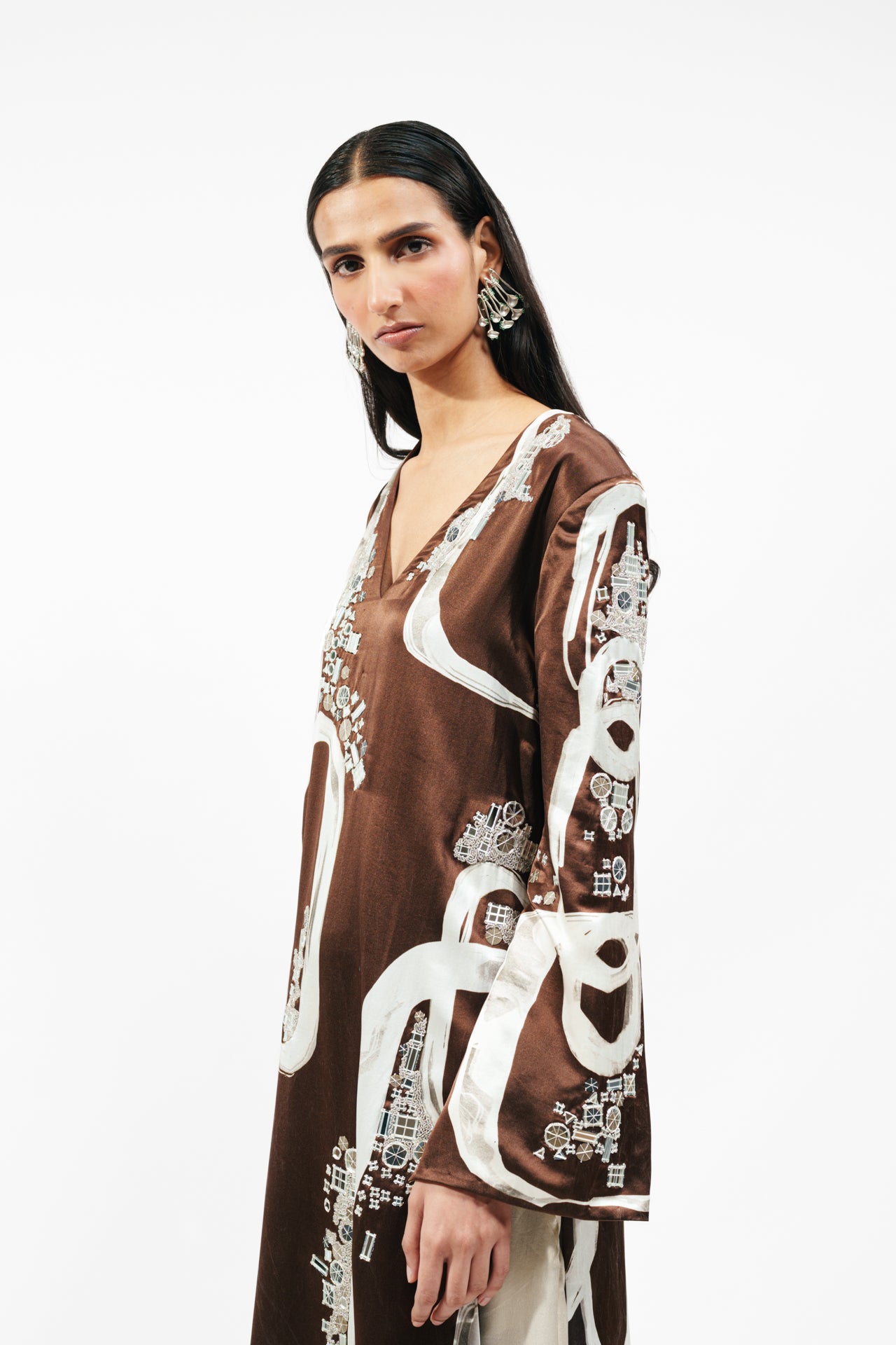 Abstract Print Kurta And Flared Trouser