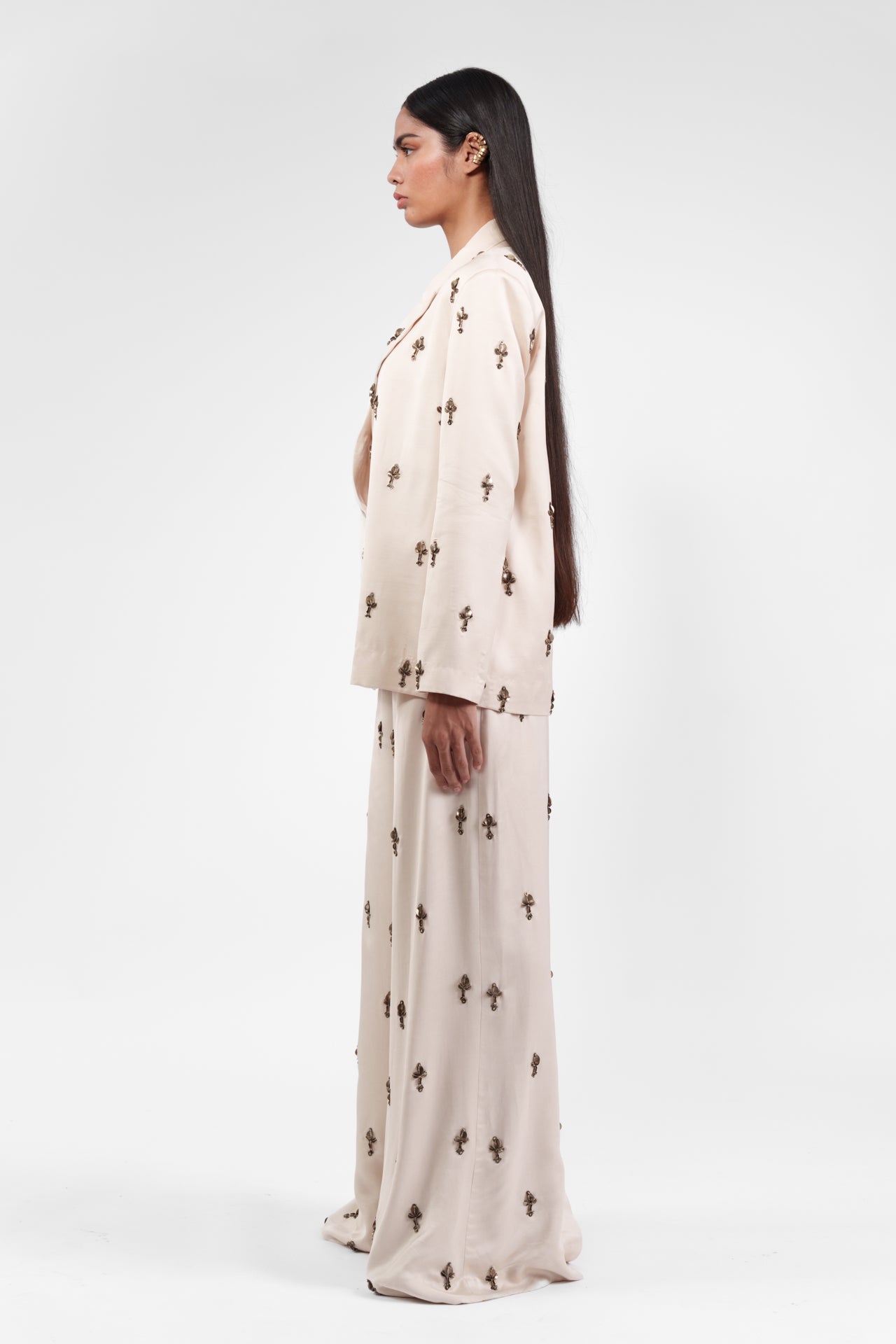 Embroidered Blazer And Trouser Set