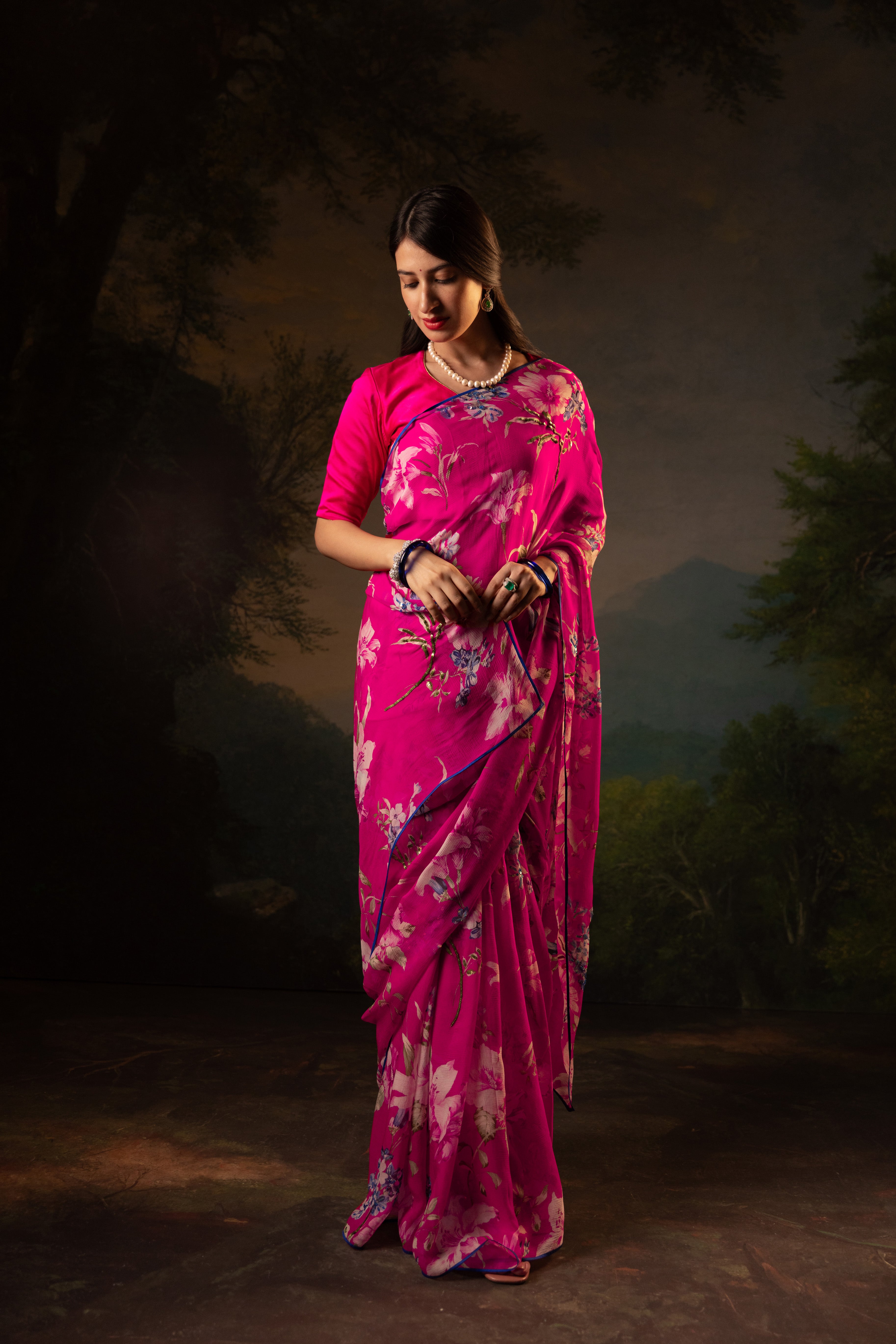 Callie Printed French Chiffon Saree