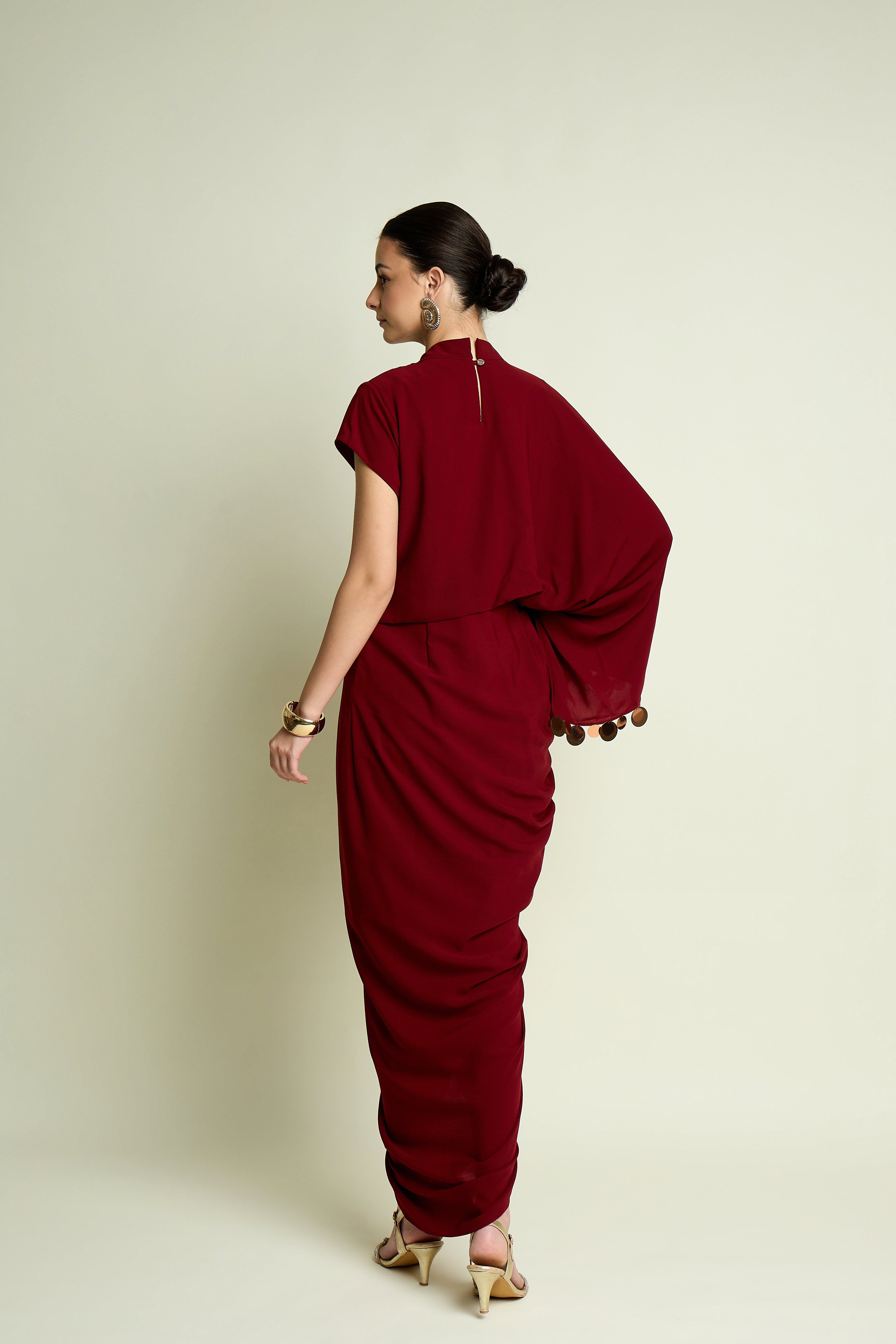 High Collar Drape Dress