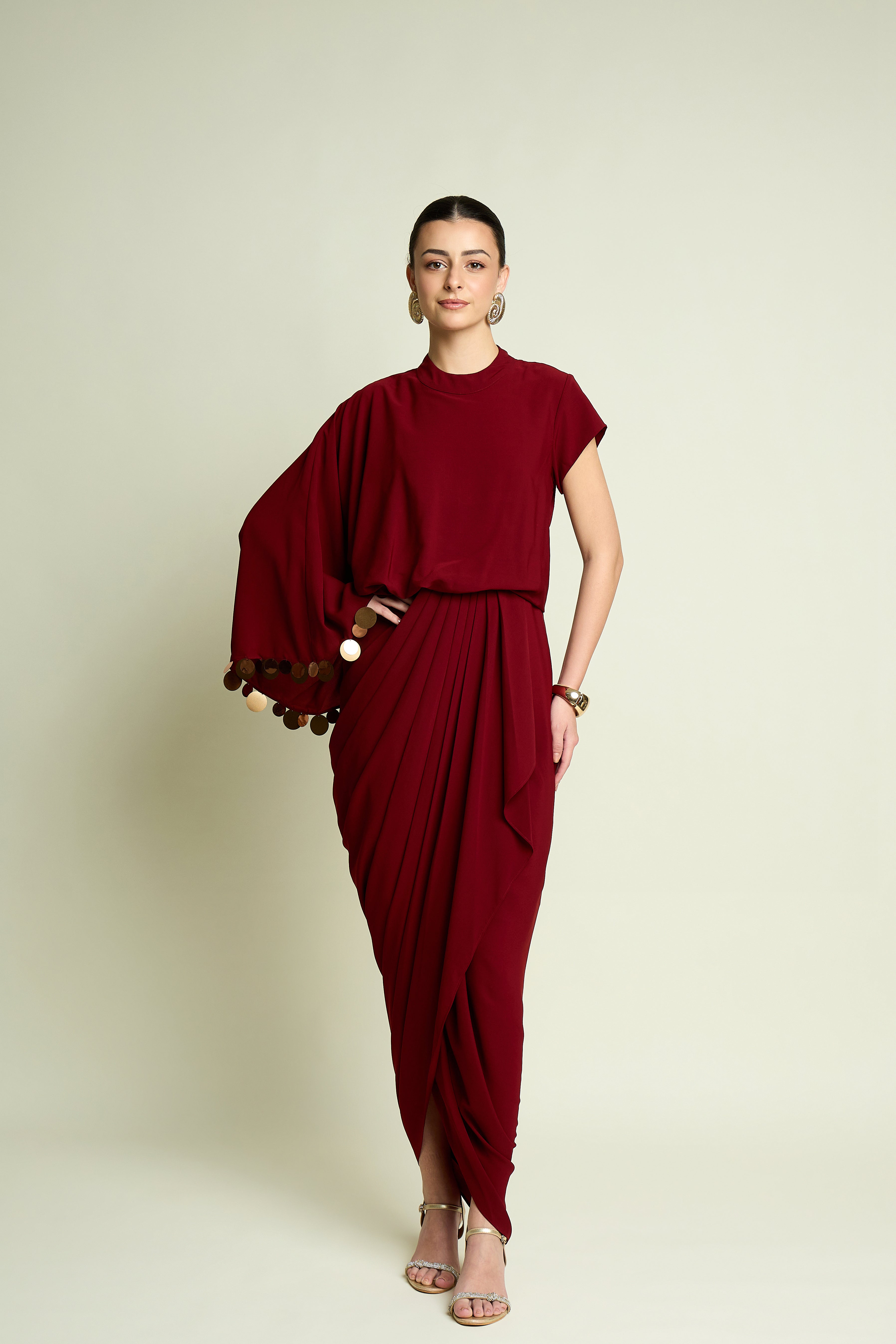 High Collar Drape Dress