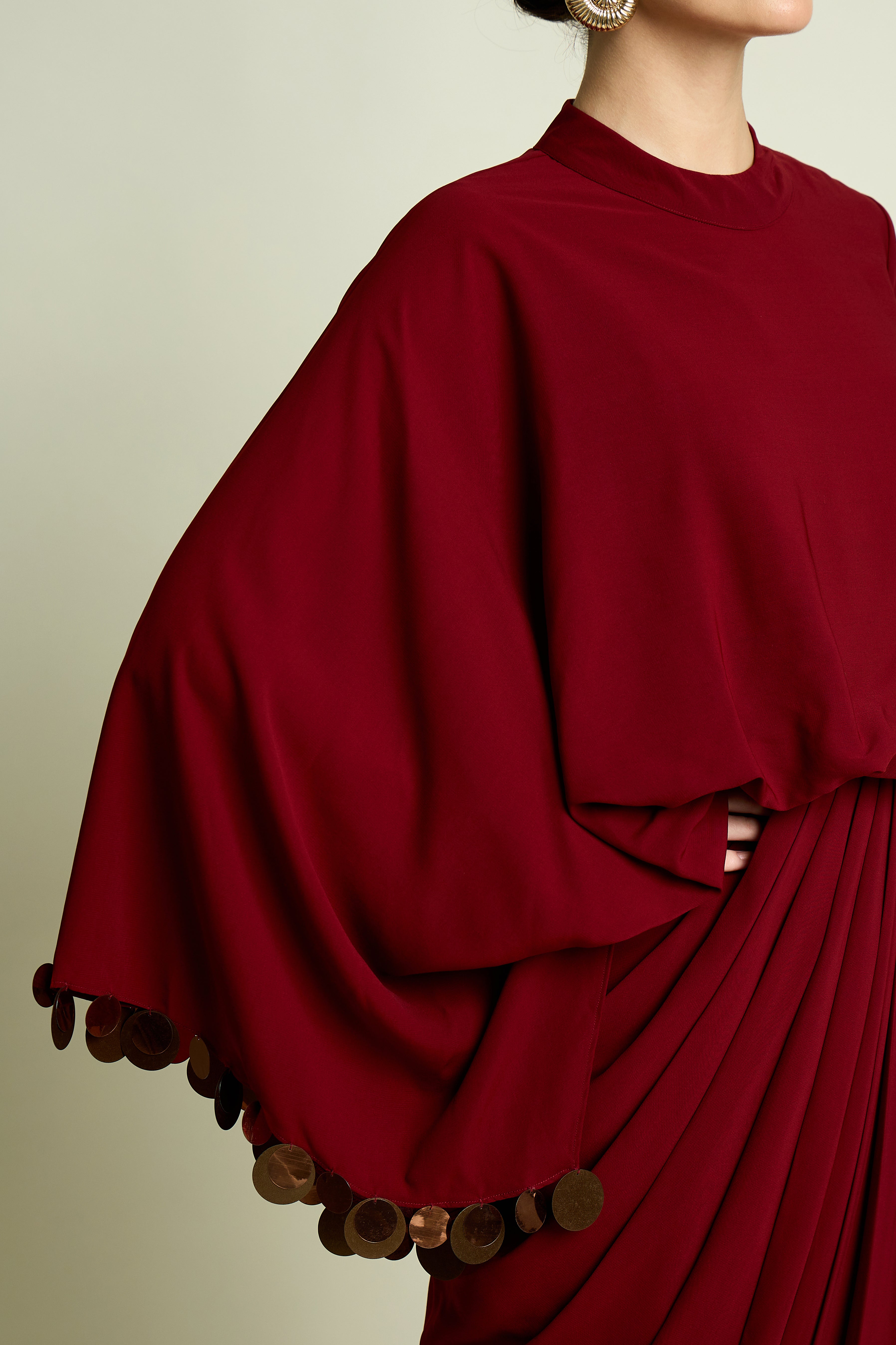 High Collar Drape Dress