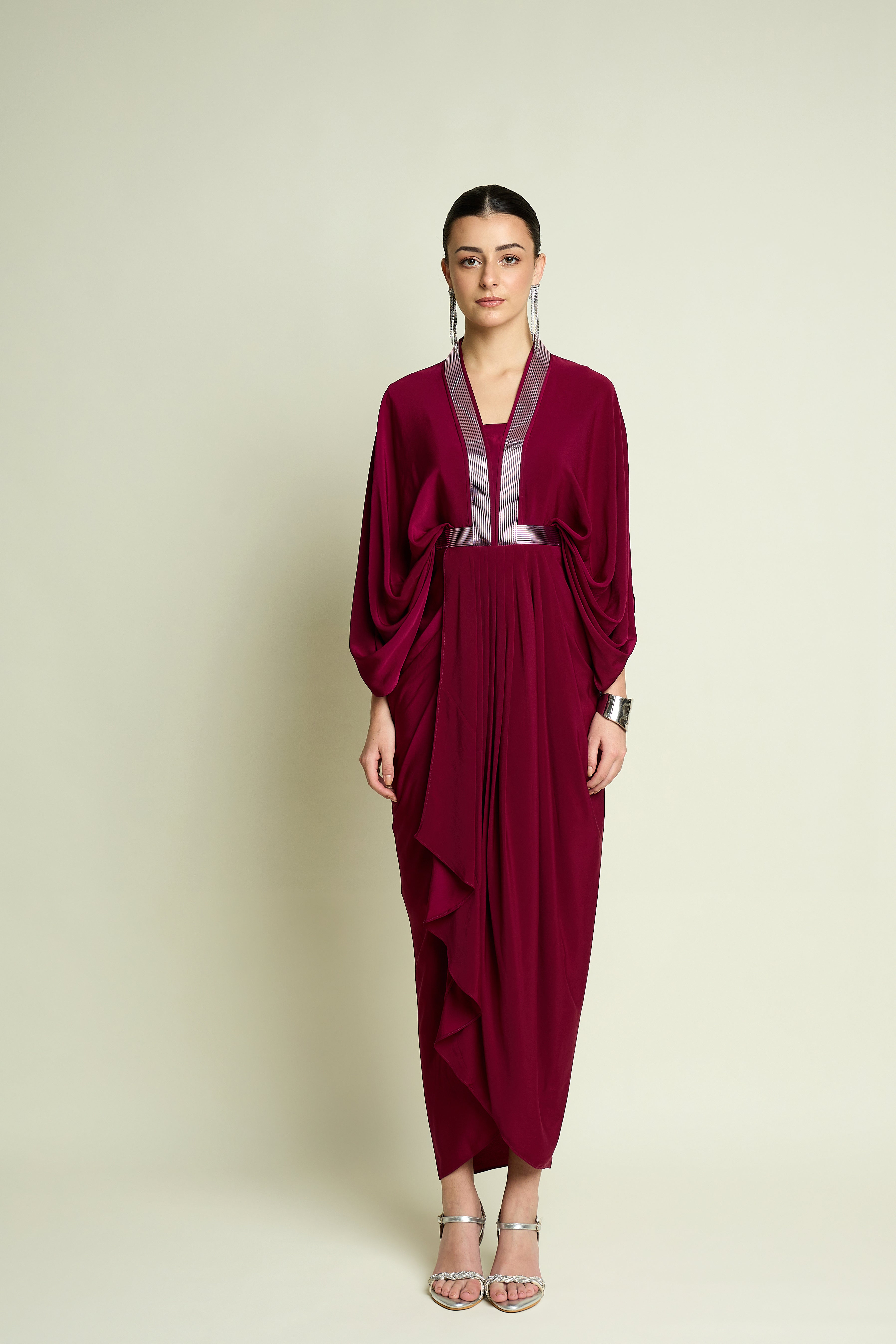 Metallic Drape Dress