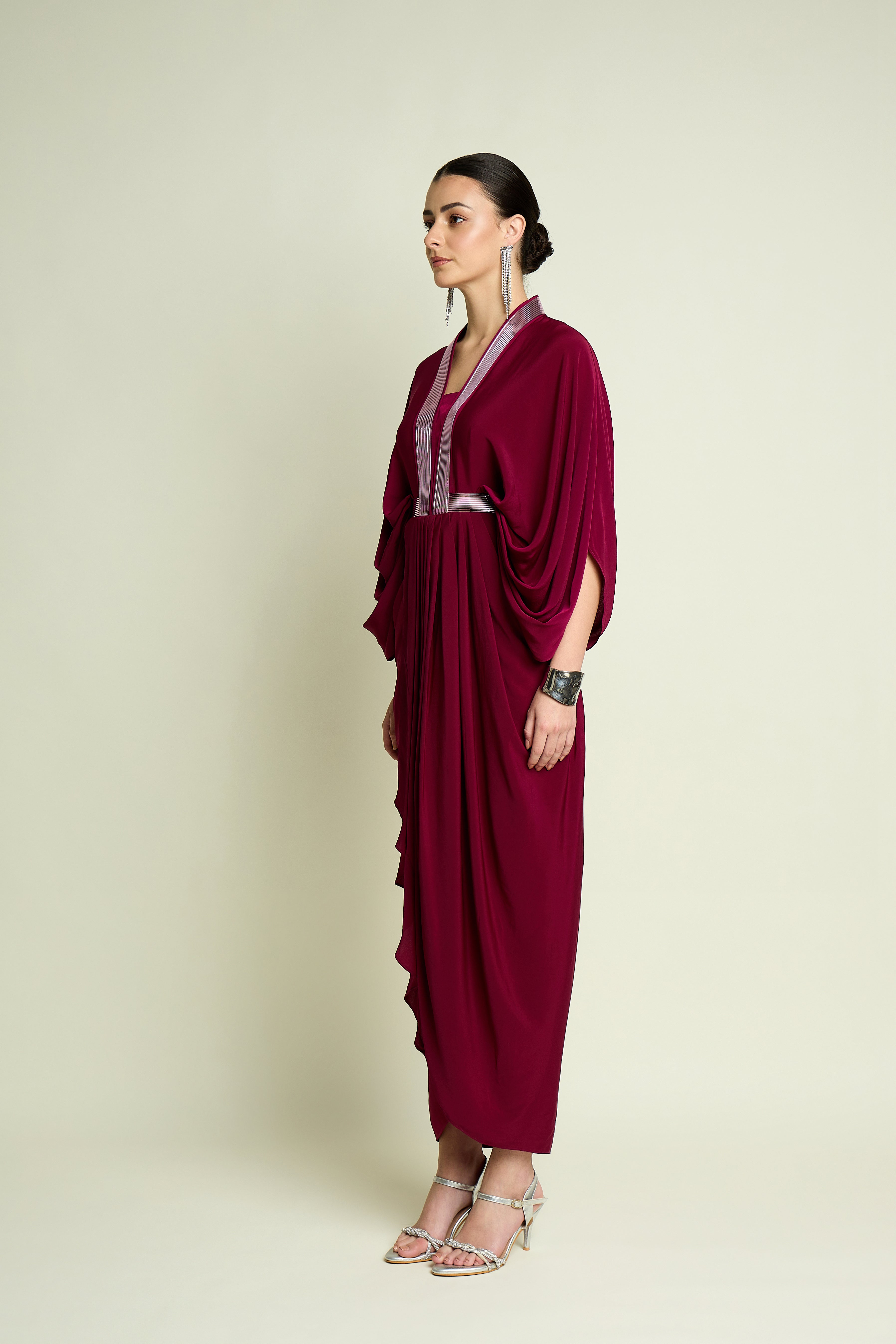 Metallic Drape Dress