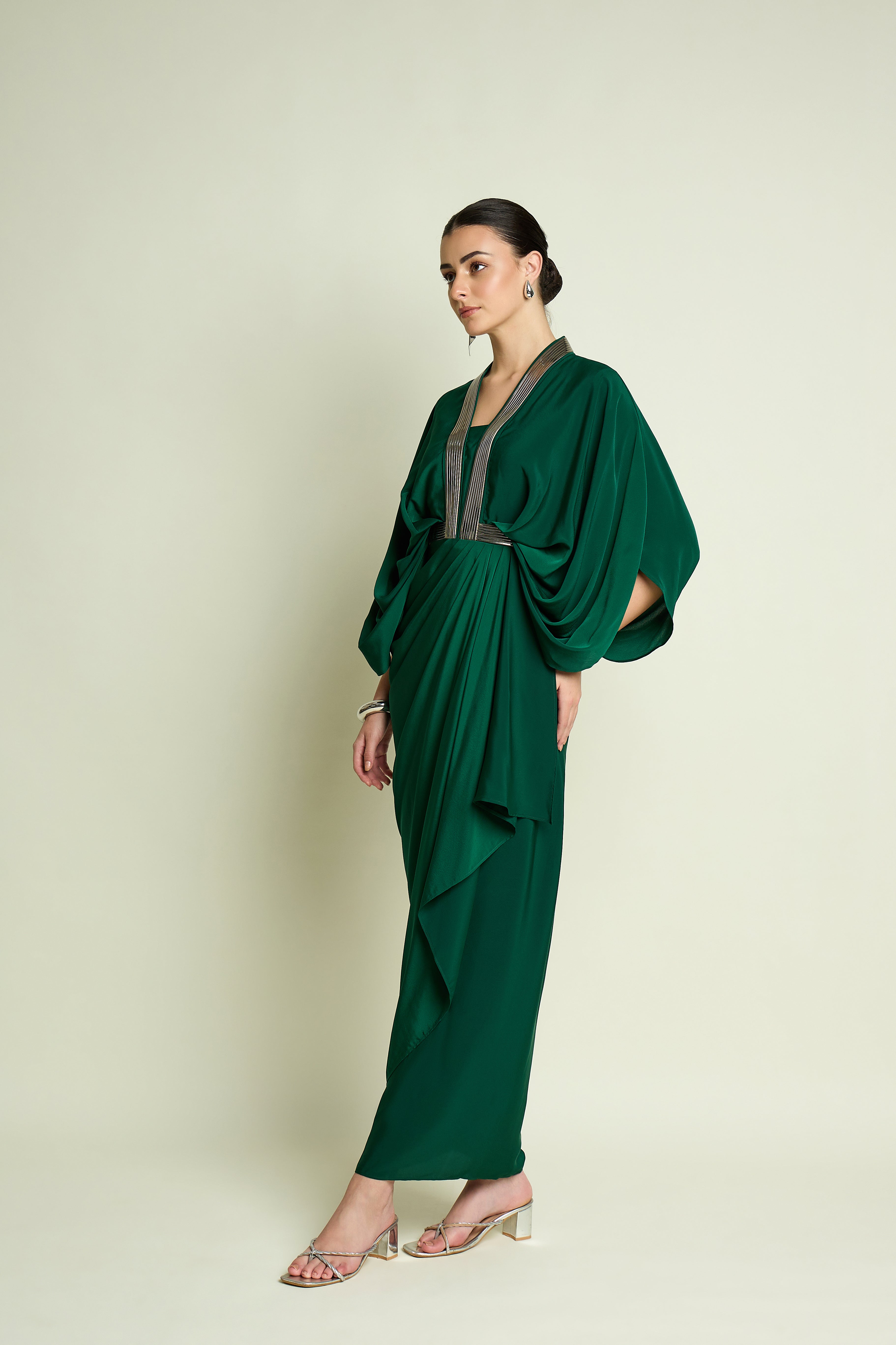 Metallic Drape Dress