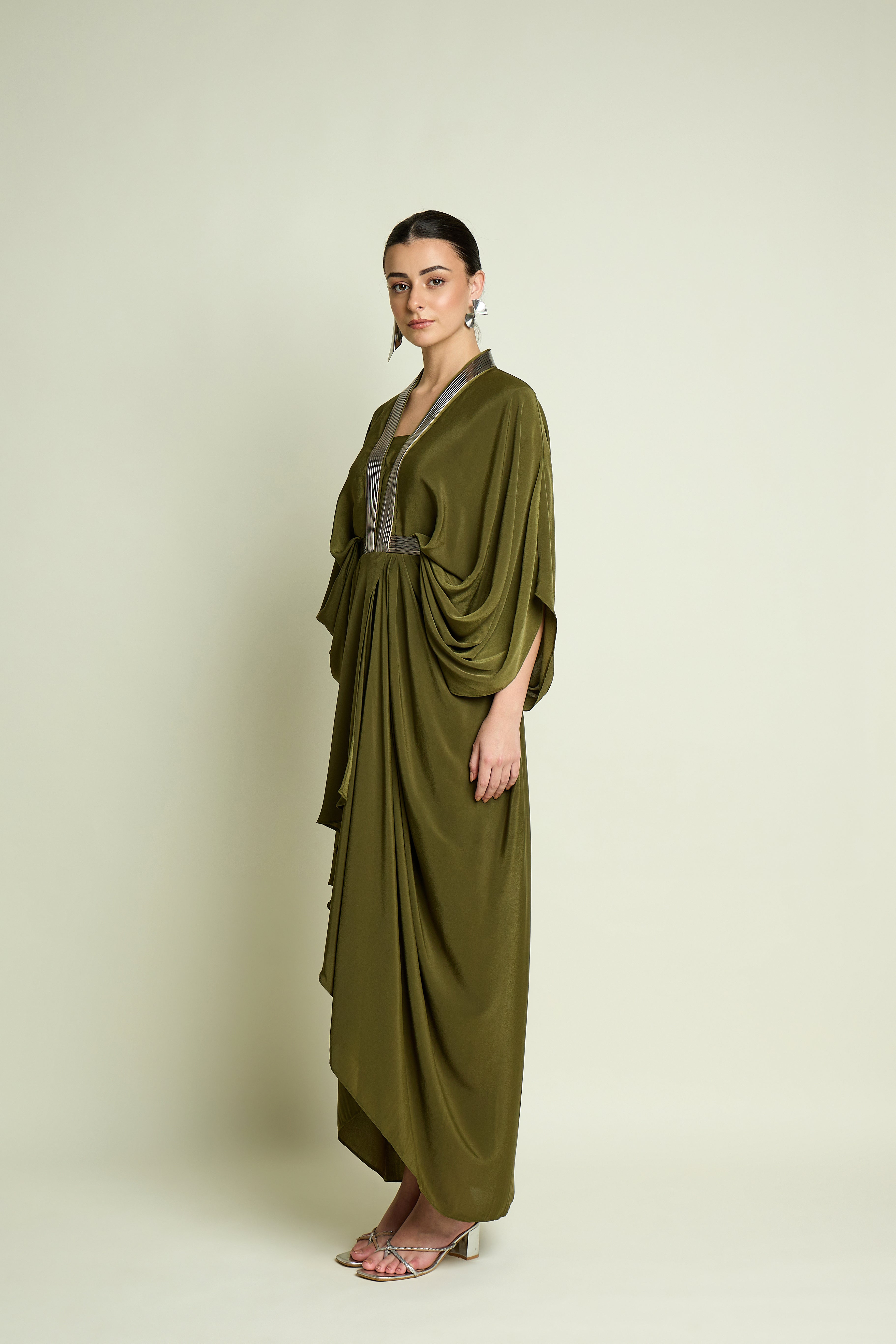 Metallic Drape Dress