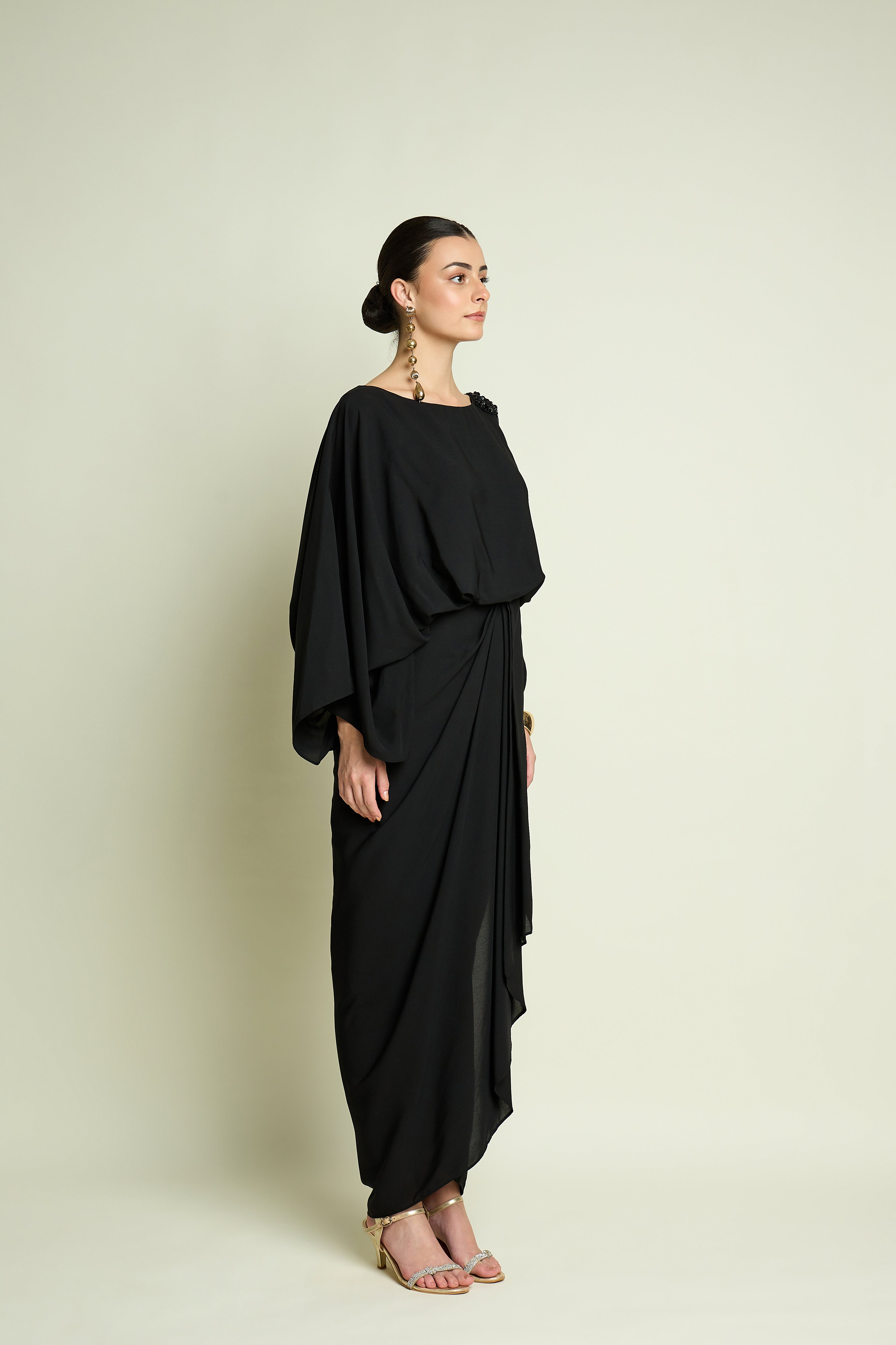 High Collar Drape Dress