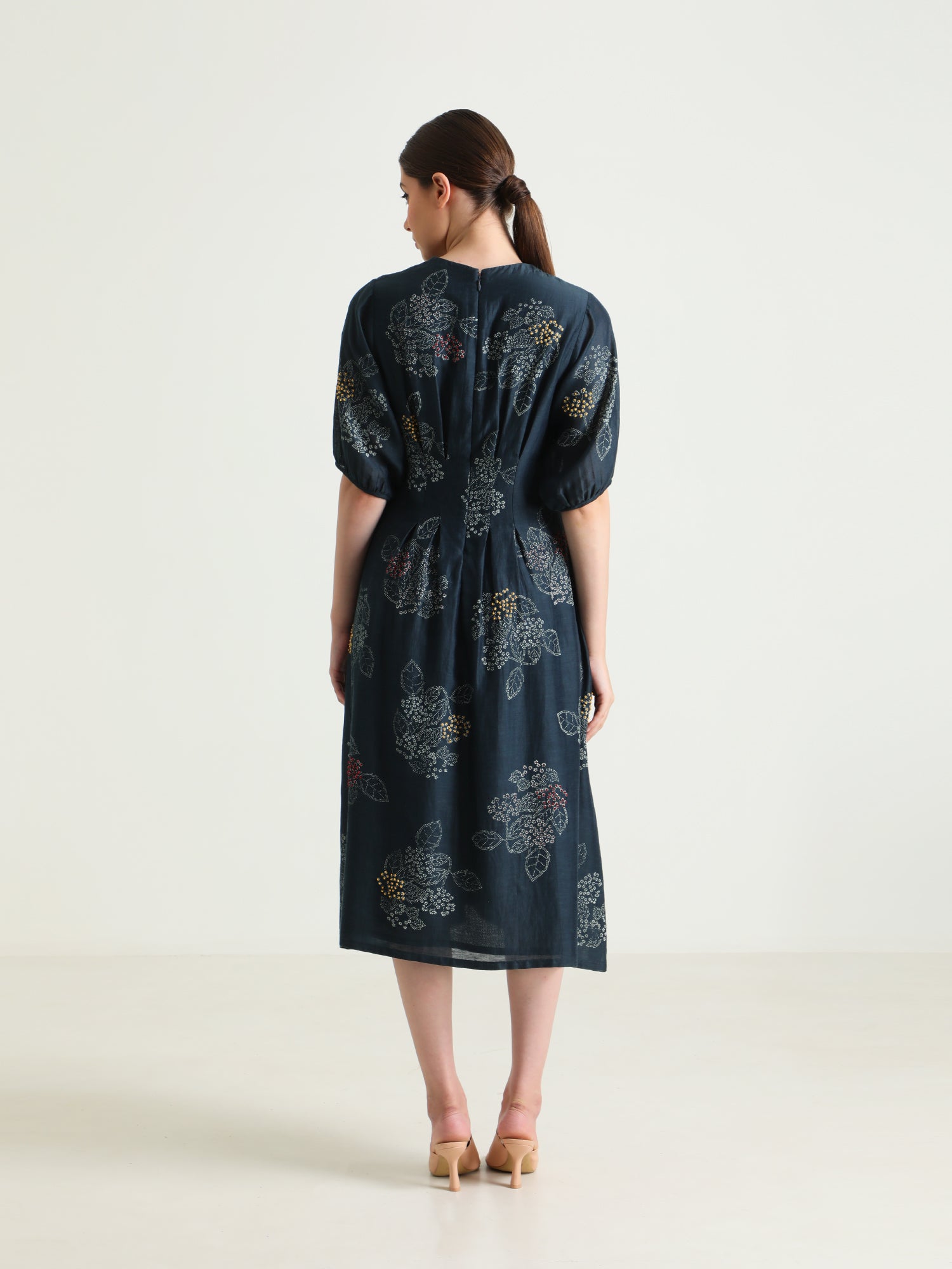 Indigo Box Pleat Printed Dress