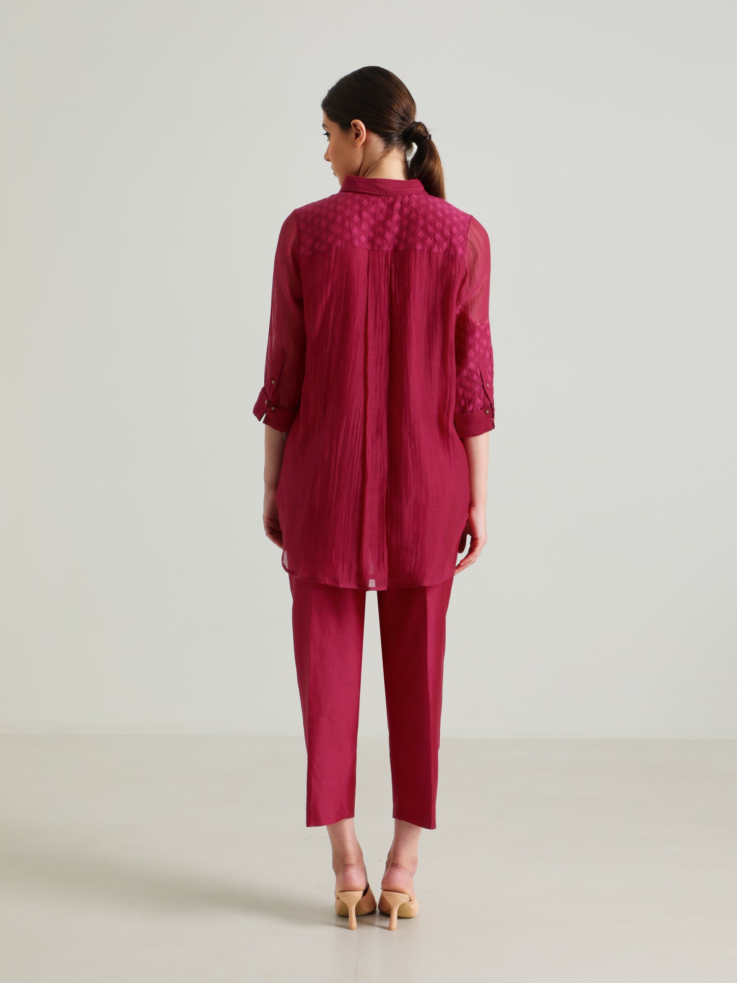 Carnation Embroided Shirt And Silk Chanderi Pant