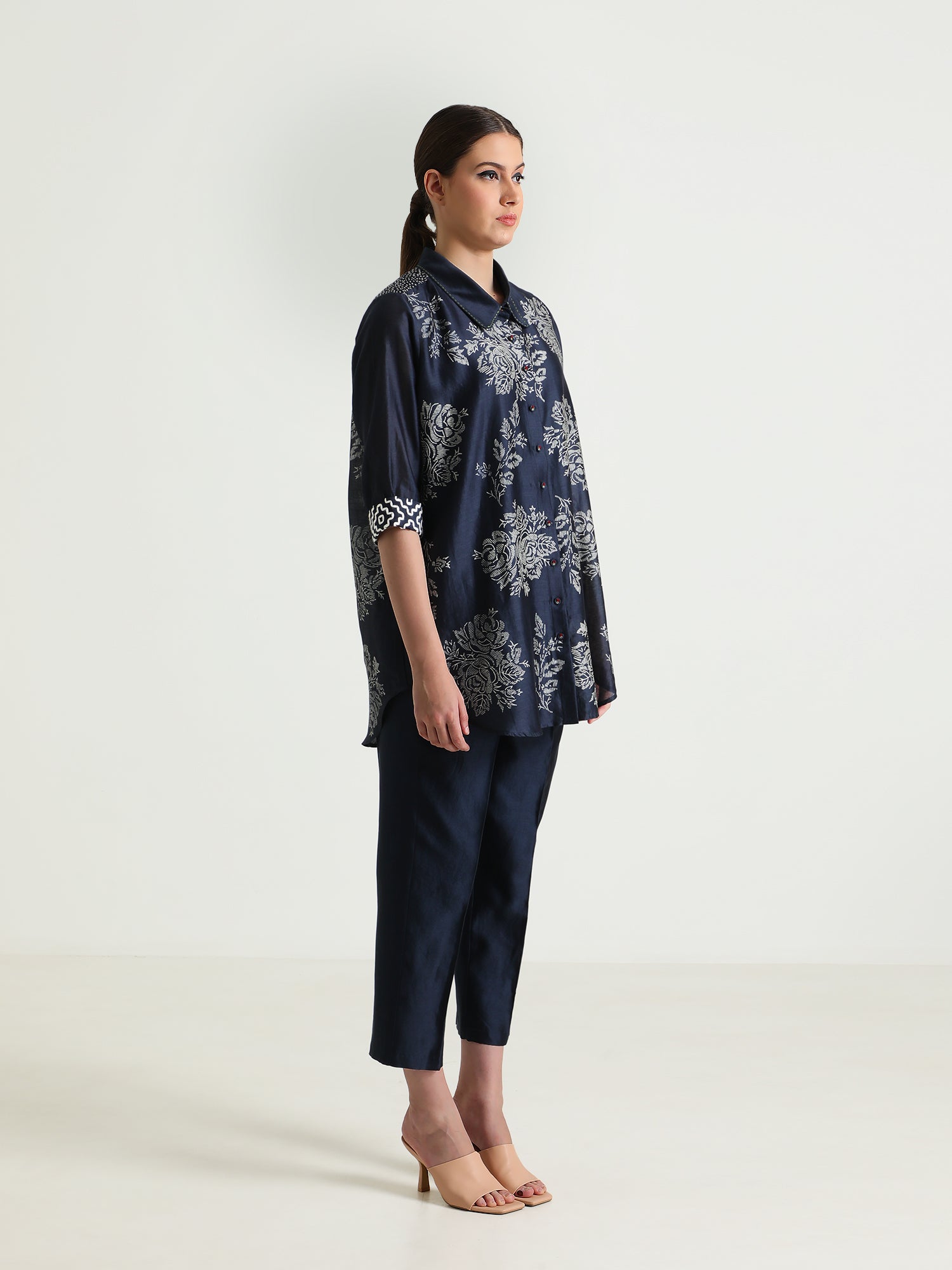 Indigo Wild Weed Shirt And Silk Chanderi Pant