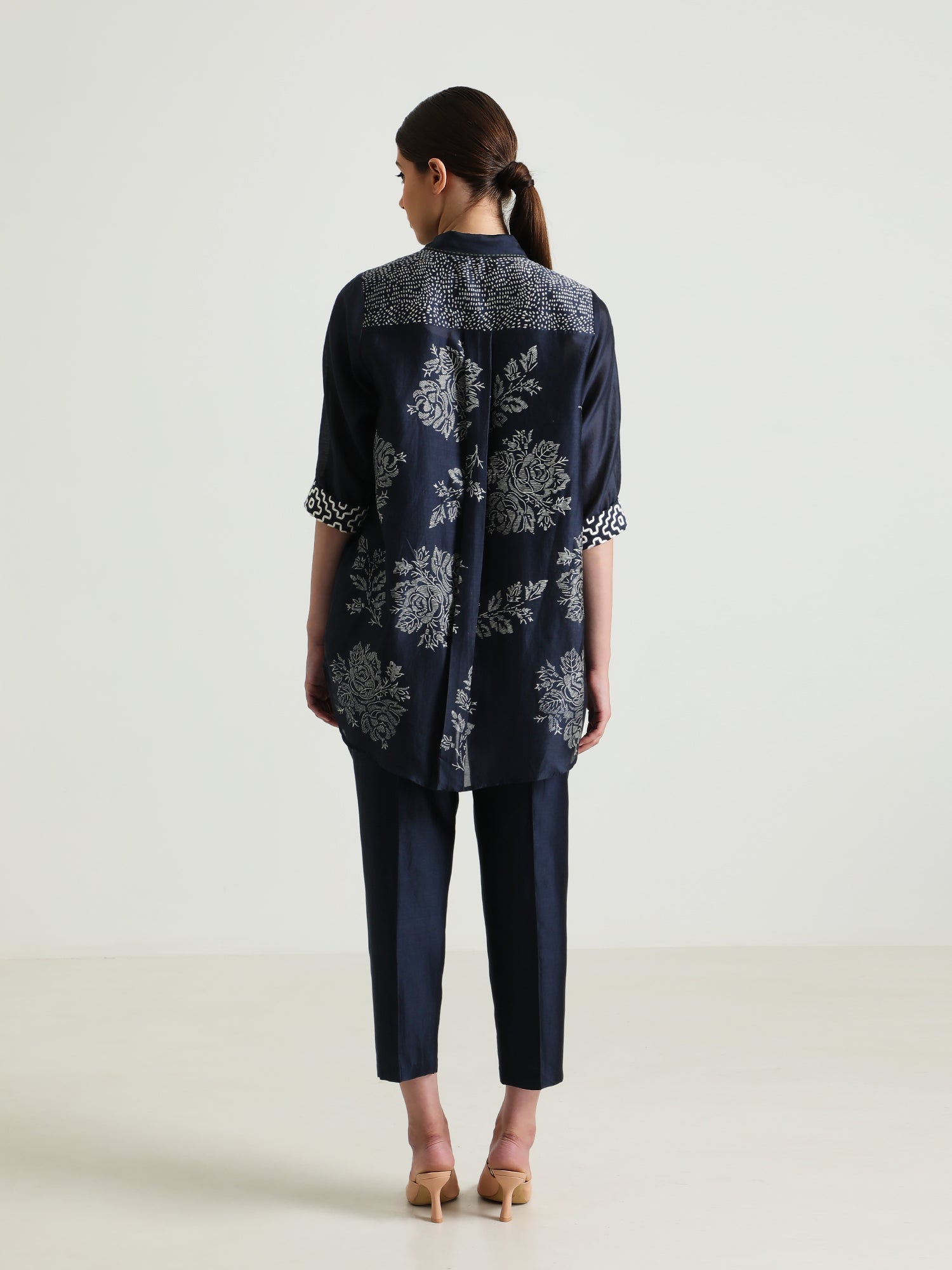 Indigo Wild Weed Shirt And Silk Chanderi Pant