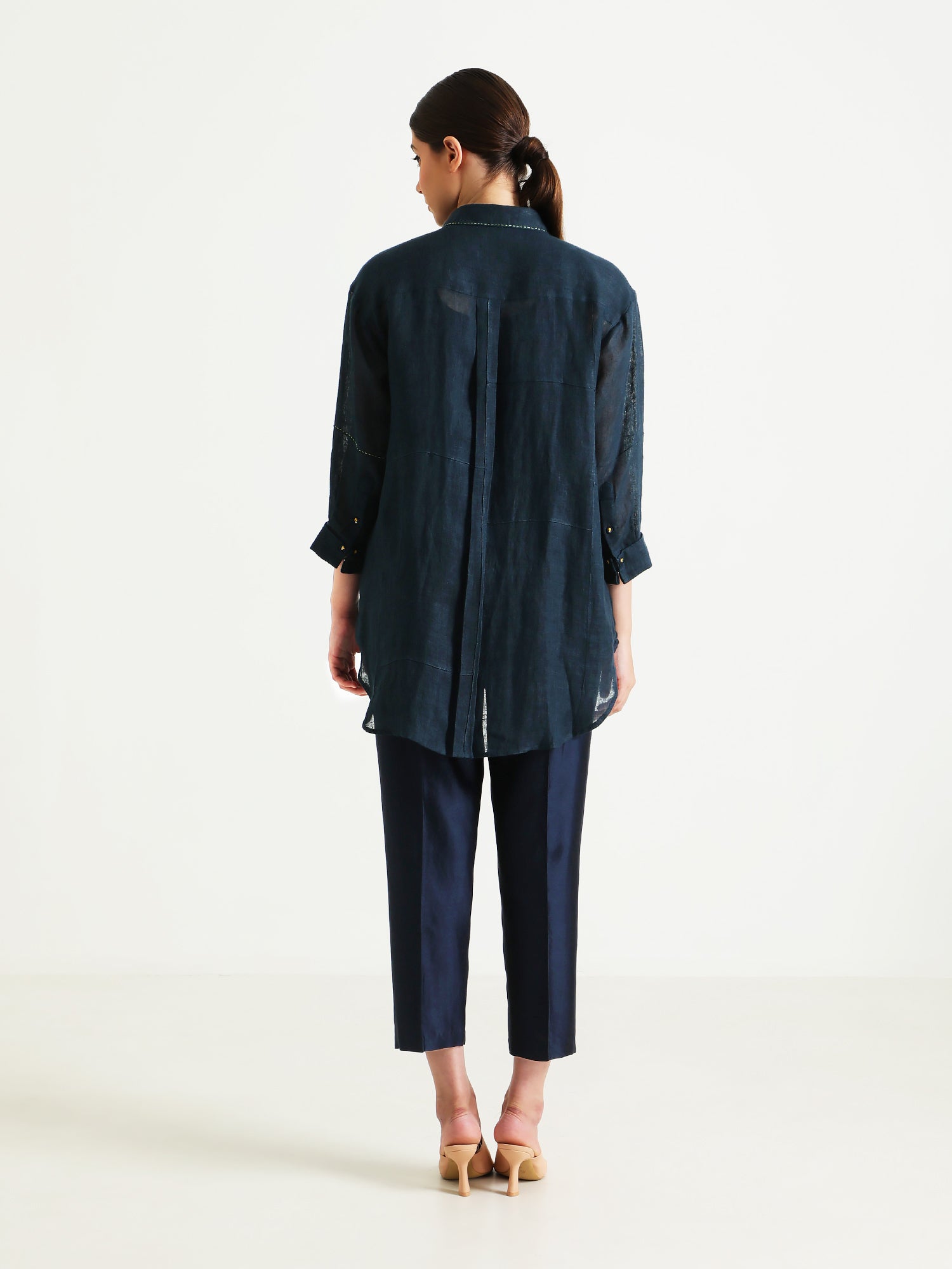 Indigo Country Shirt And Silk Chanderi Pant