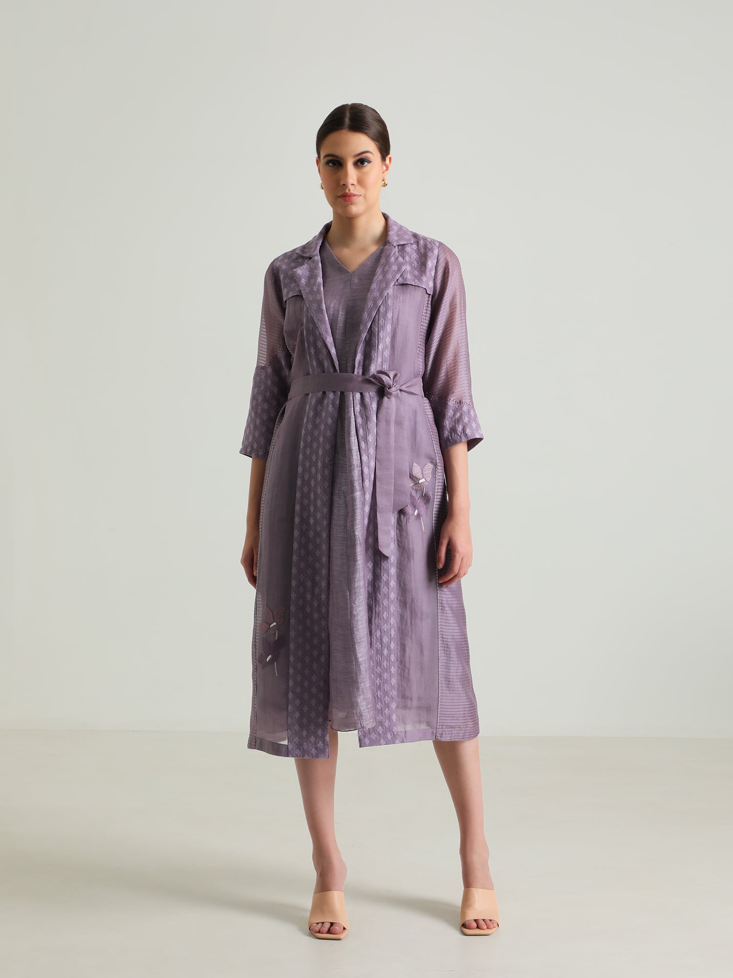 Embroided Organza Jacket And Silk Chanderi Dress