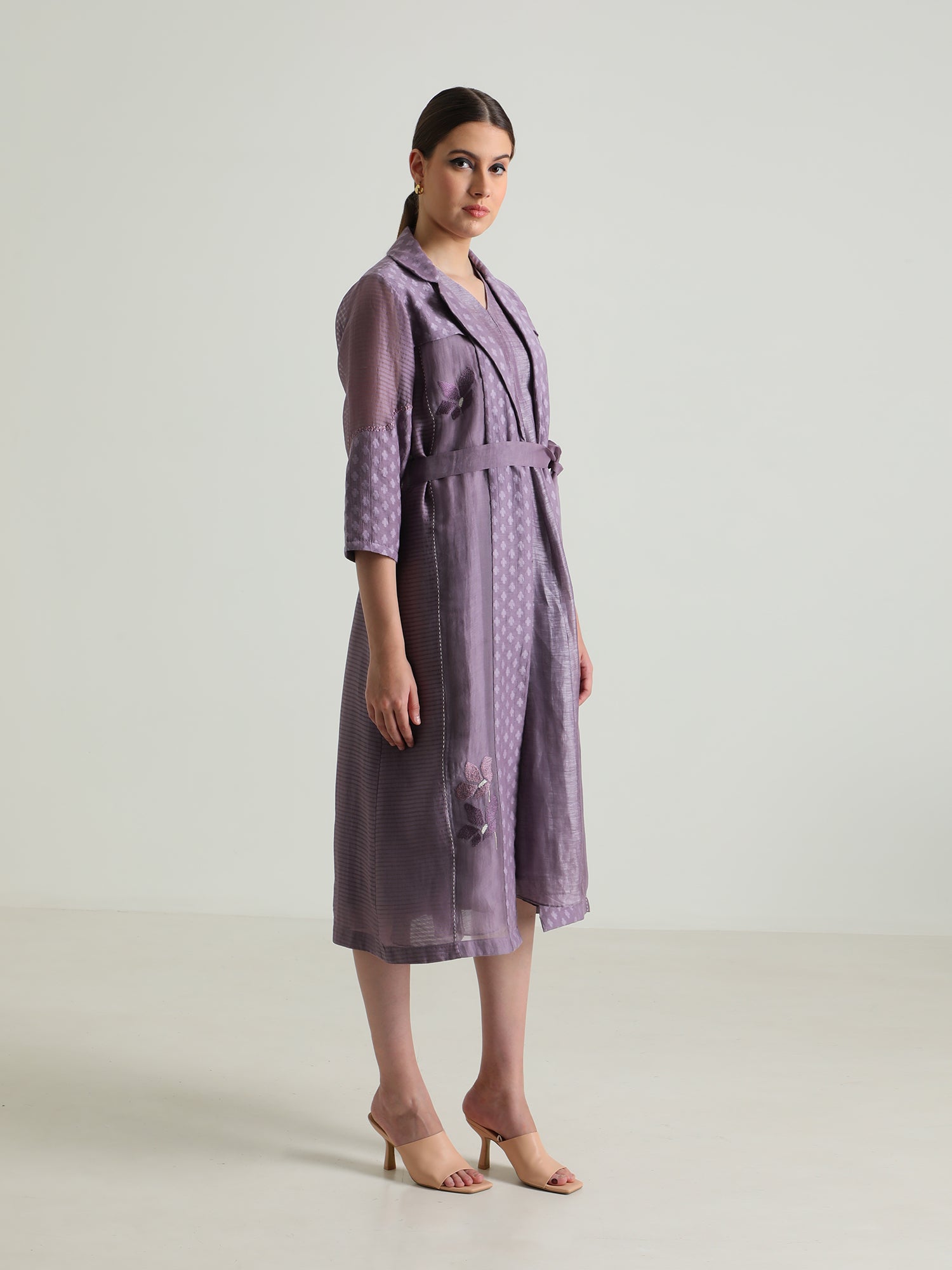 Embroided Organza Jacket And Silk Chanderi Dress