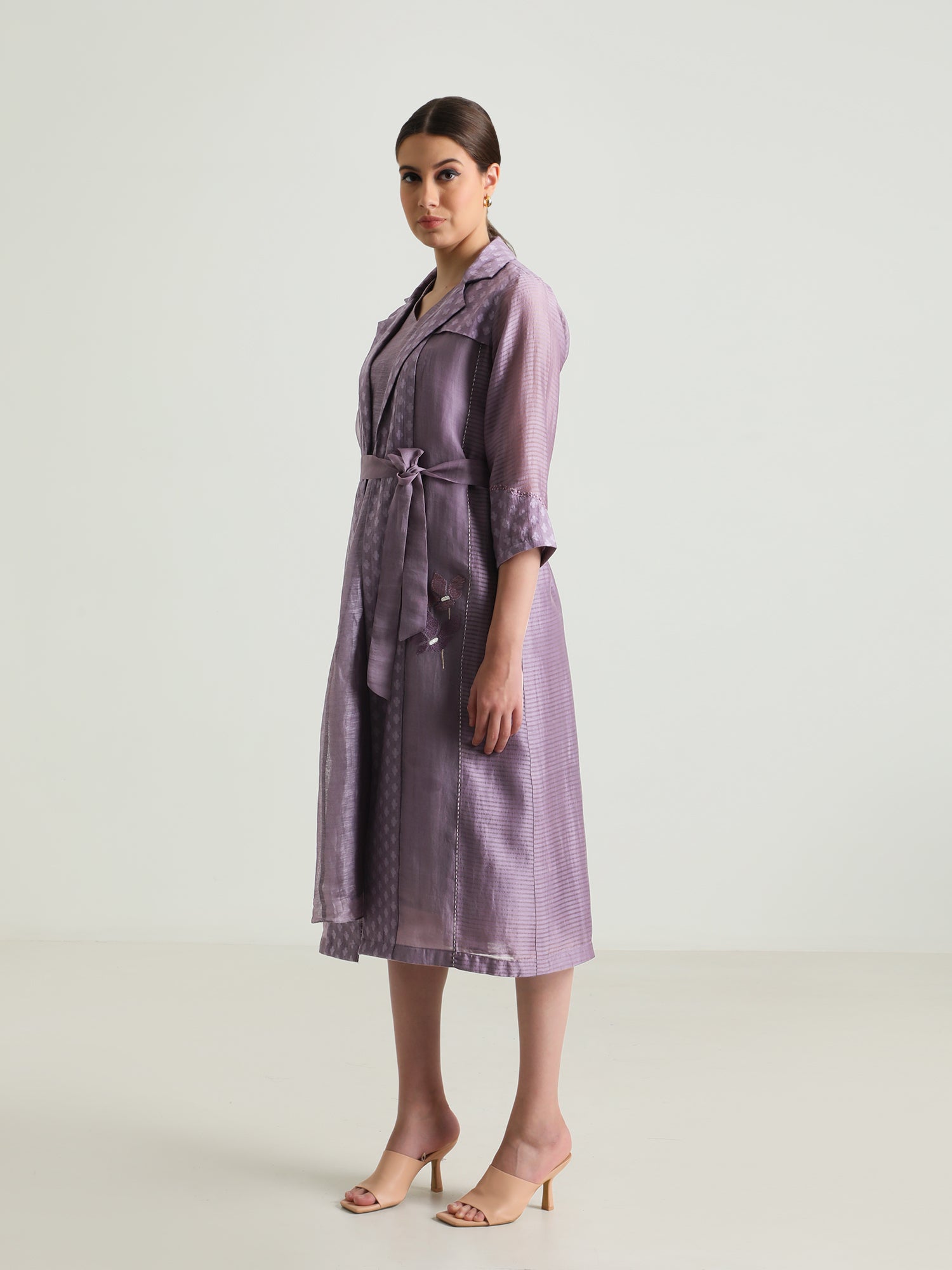 Embroided Organza Jacket And Silk Chanderi Dress