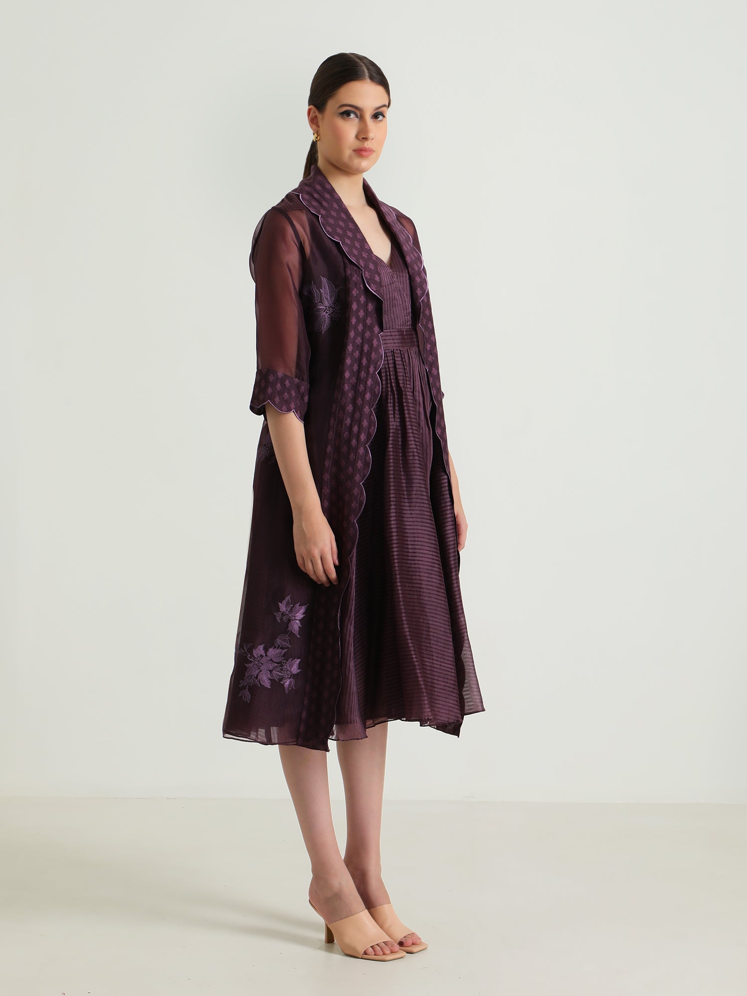 Lavender Embroidery Jacket And Dress