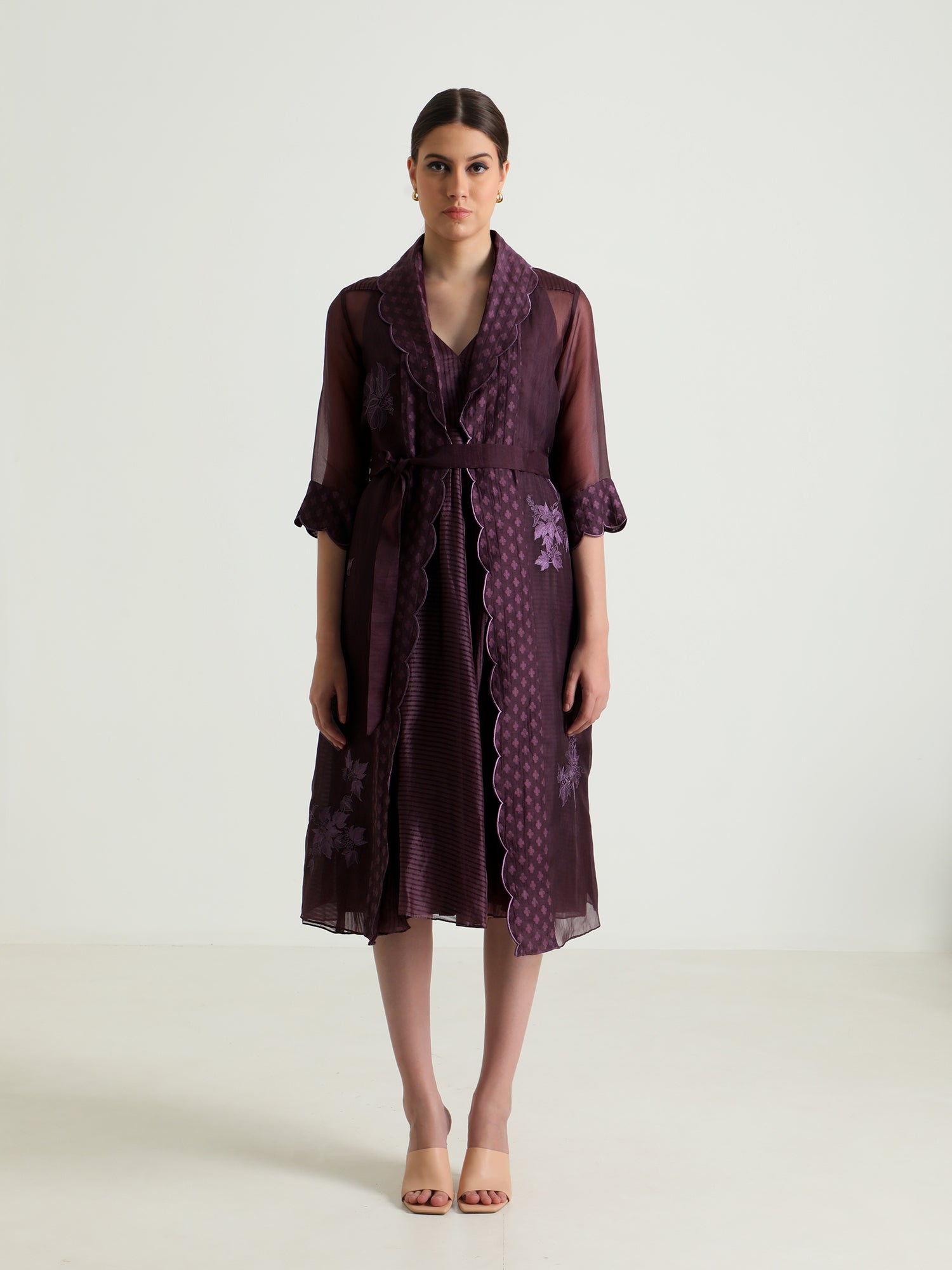 Lavender Embroidery Jacket And Dress