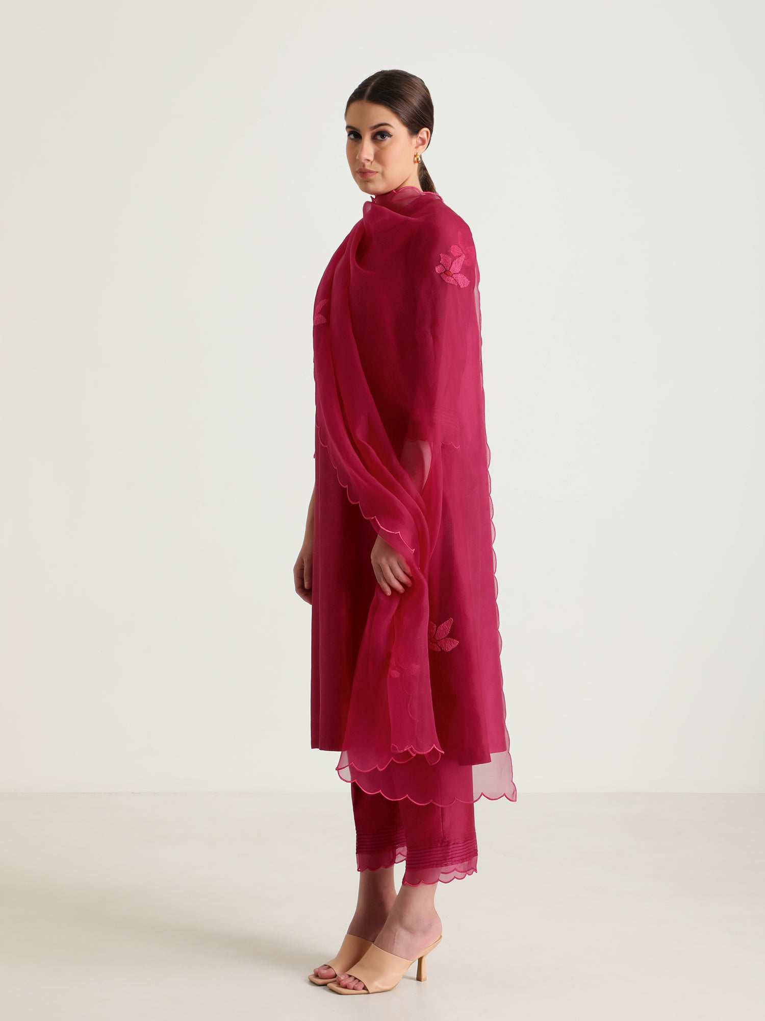 Fuchsia Tunic Set Without Dupatta