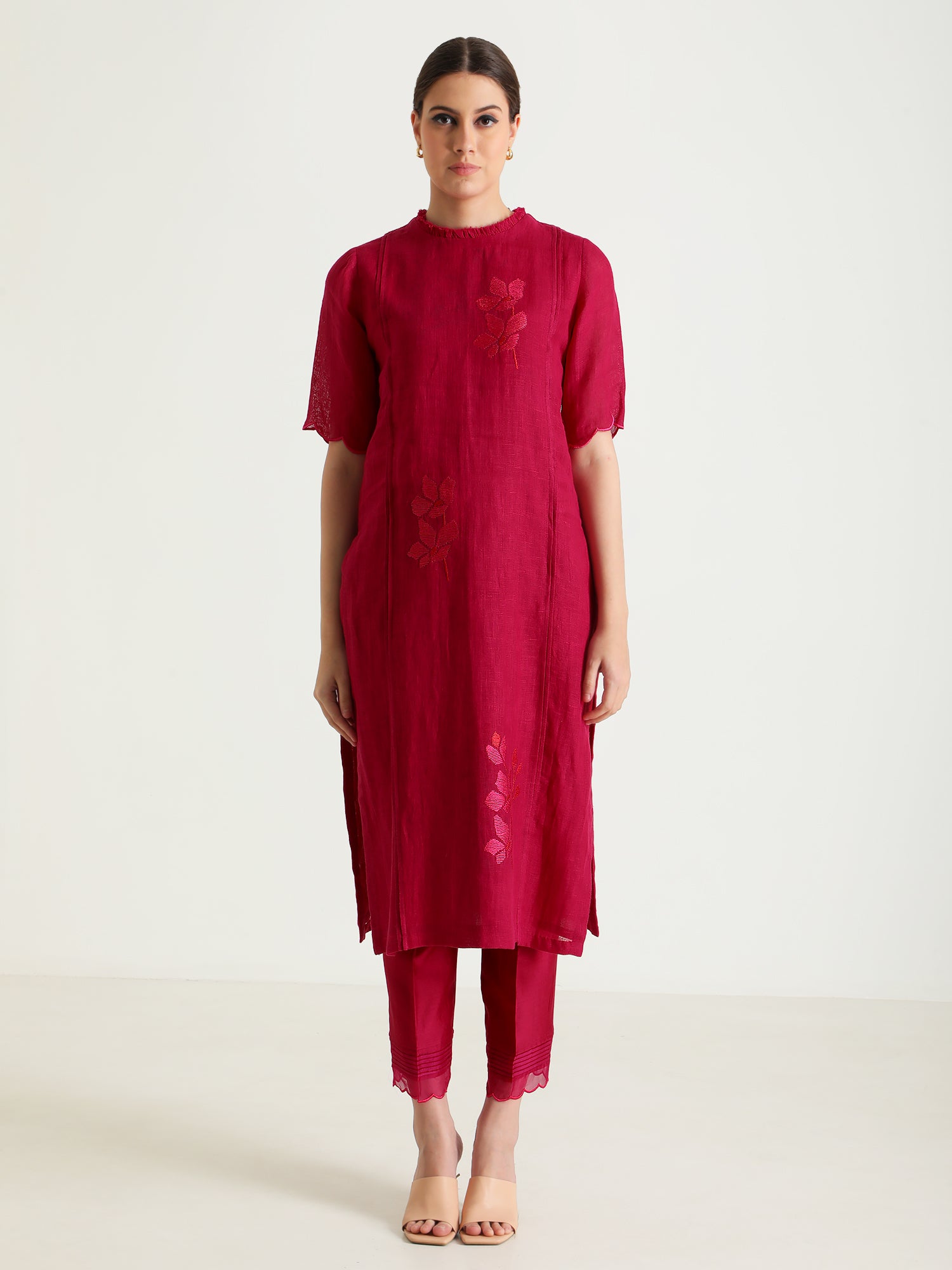 Fuchsia Tunic & Silk Chanderi Pants