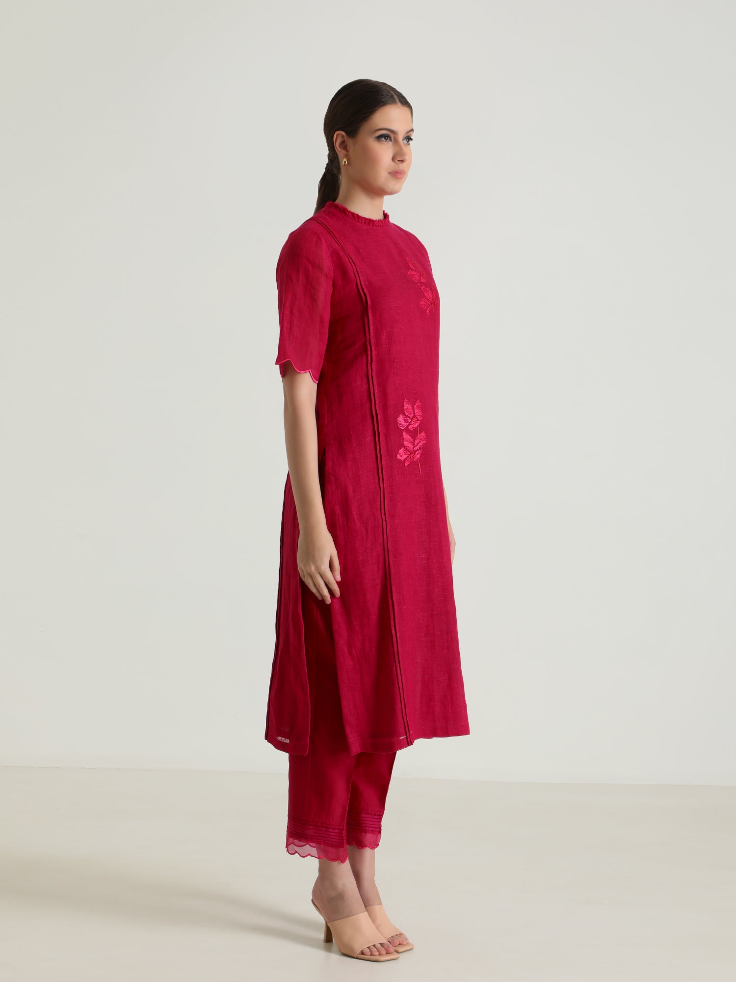 Fuchsia Tunic & Silk Chanderi Pants