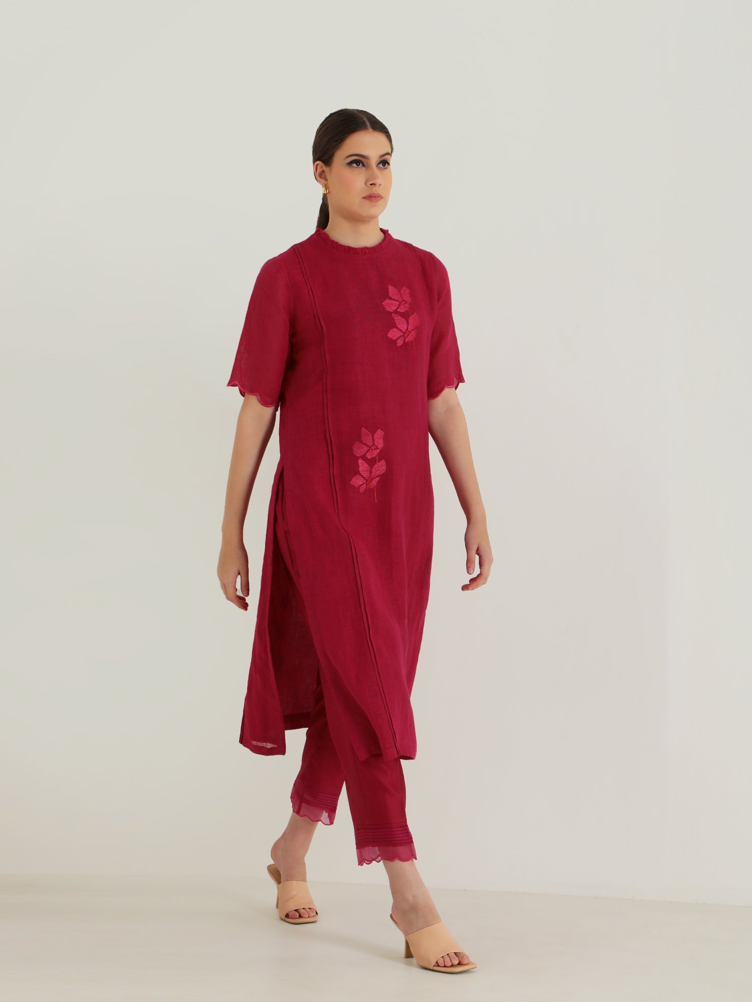 Fuchsia Tunic & Silk Chanderi Pants