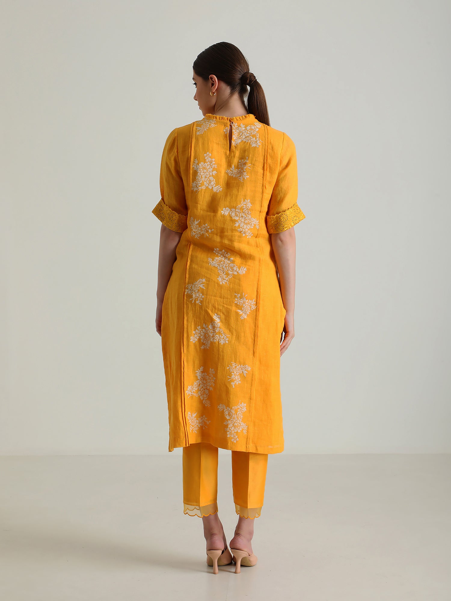 Mustard Tunic & Silk Chanderi Pants Without Dupatta