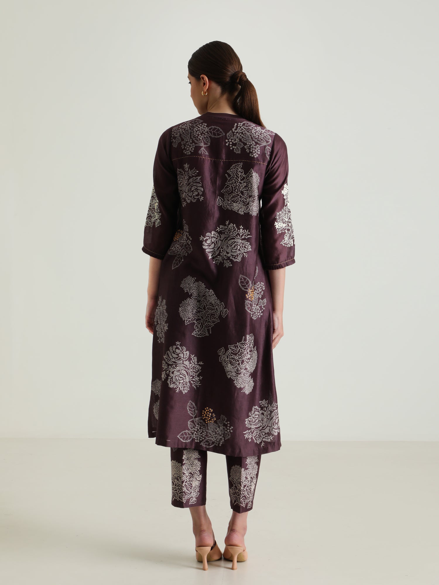 Printed Lavender Tunic & Printed Straight Pants With Dupatta