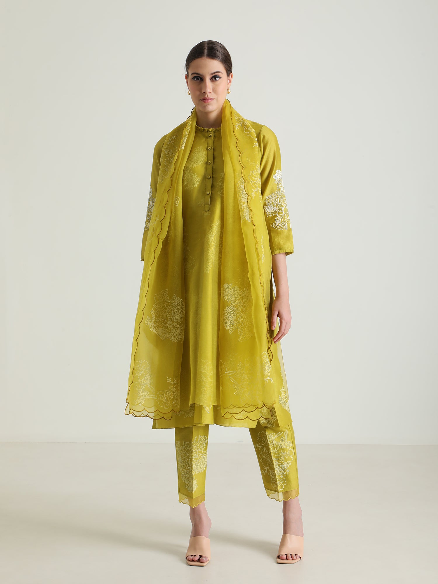 Printed Tunic & Printed Silk Chanderi Pant With Dupatta