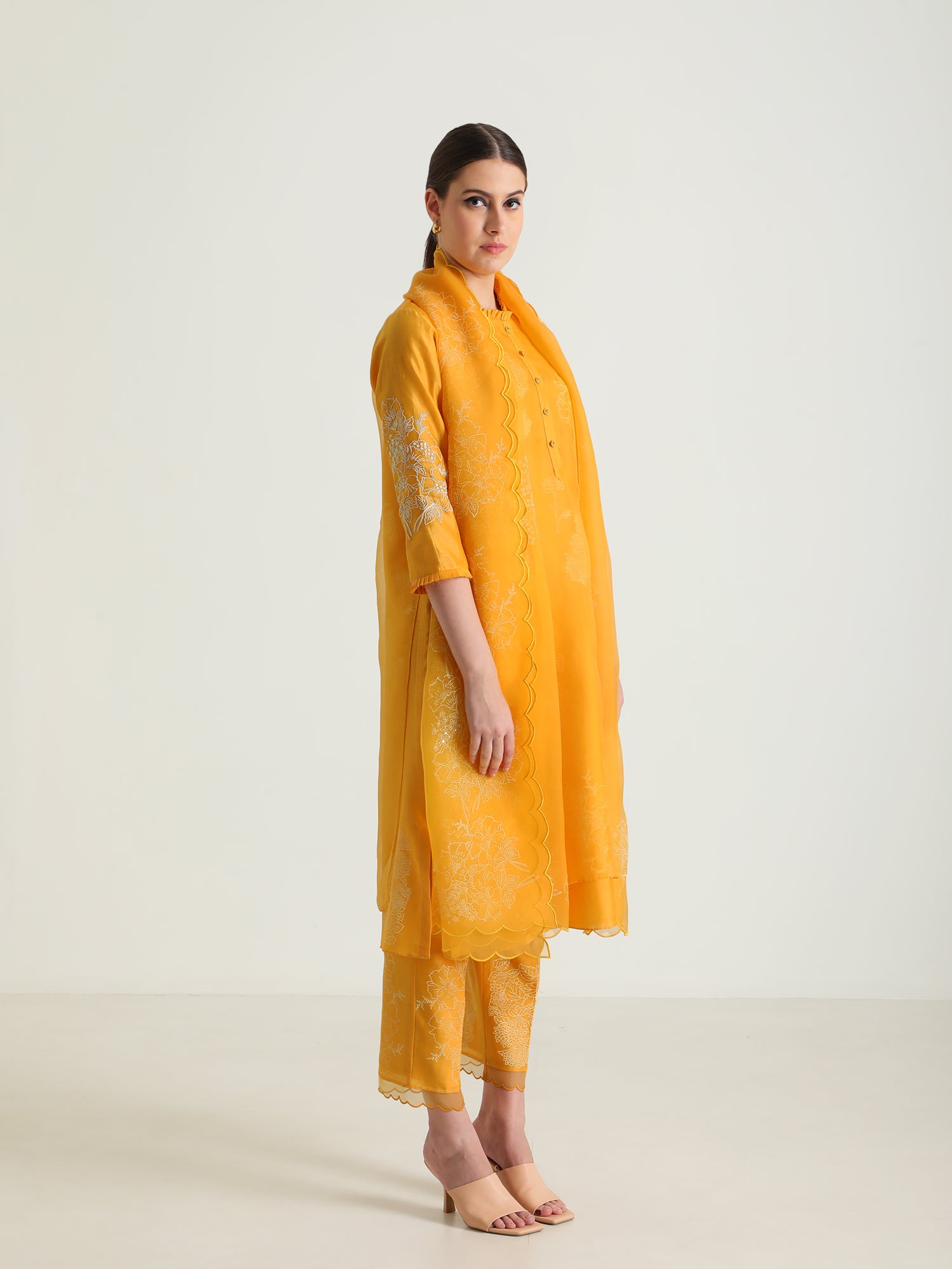 Printed Tunic & Printed Slik Chanderi Pant With Dupatta