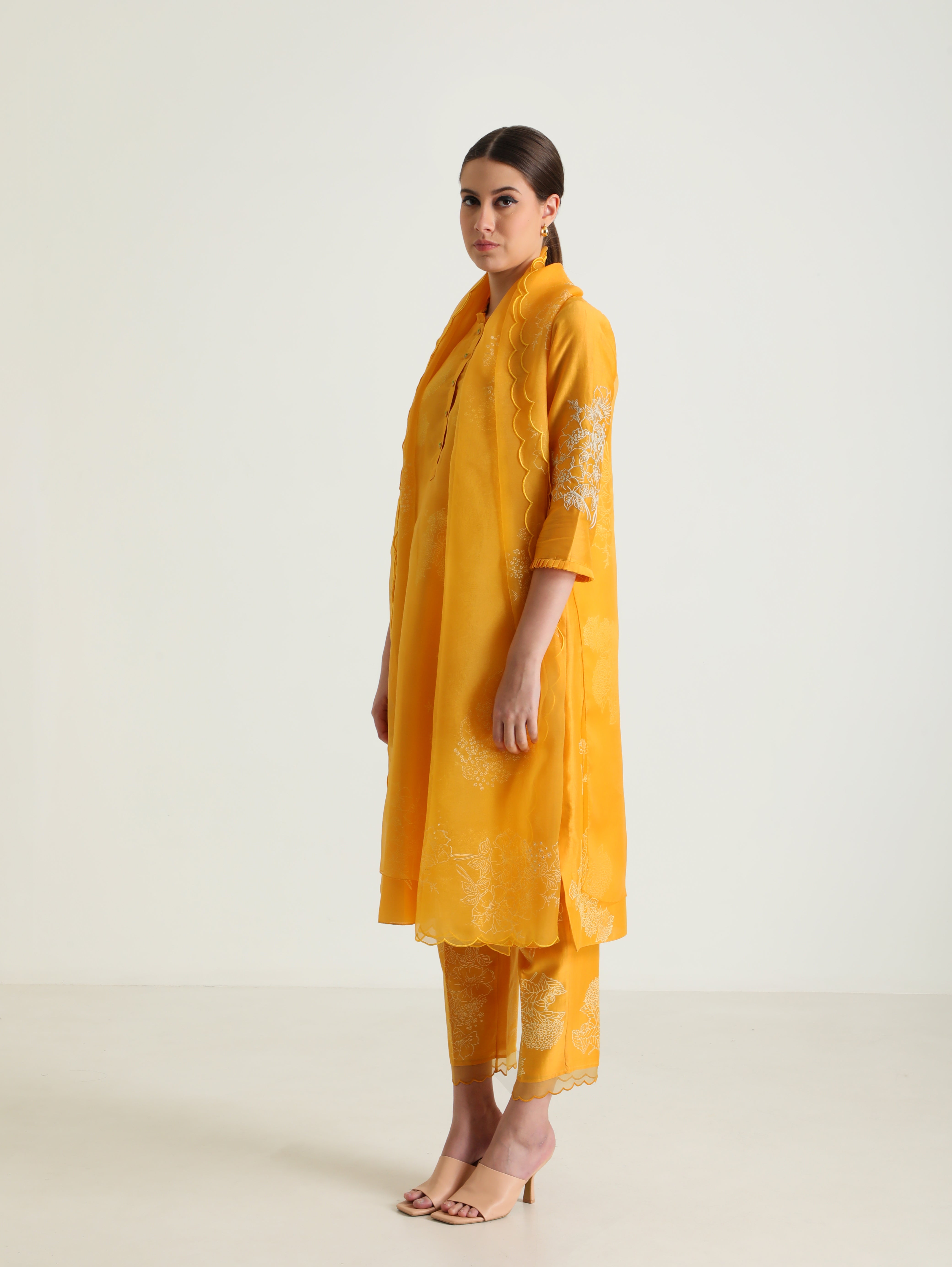 Printed Tunic & Printed Slik Chanderi Pant With Dupatta