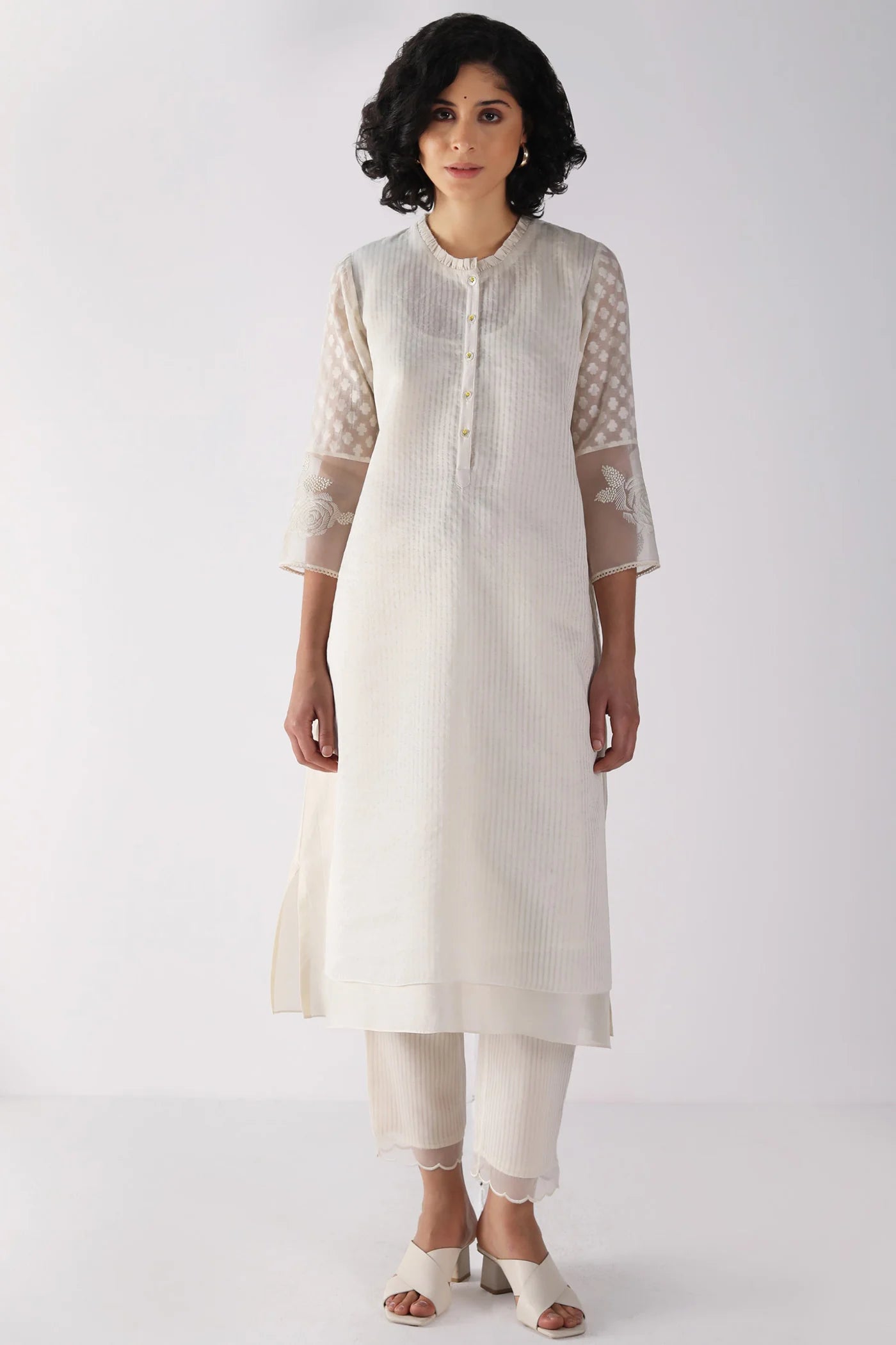 Ivory Tunic Set Without Dupatta