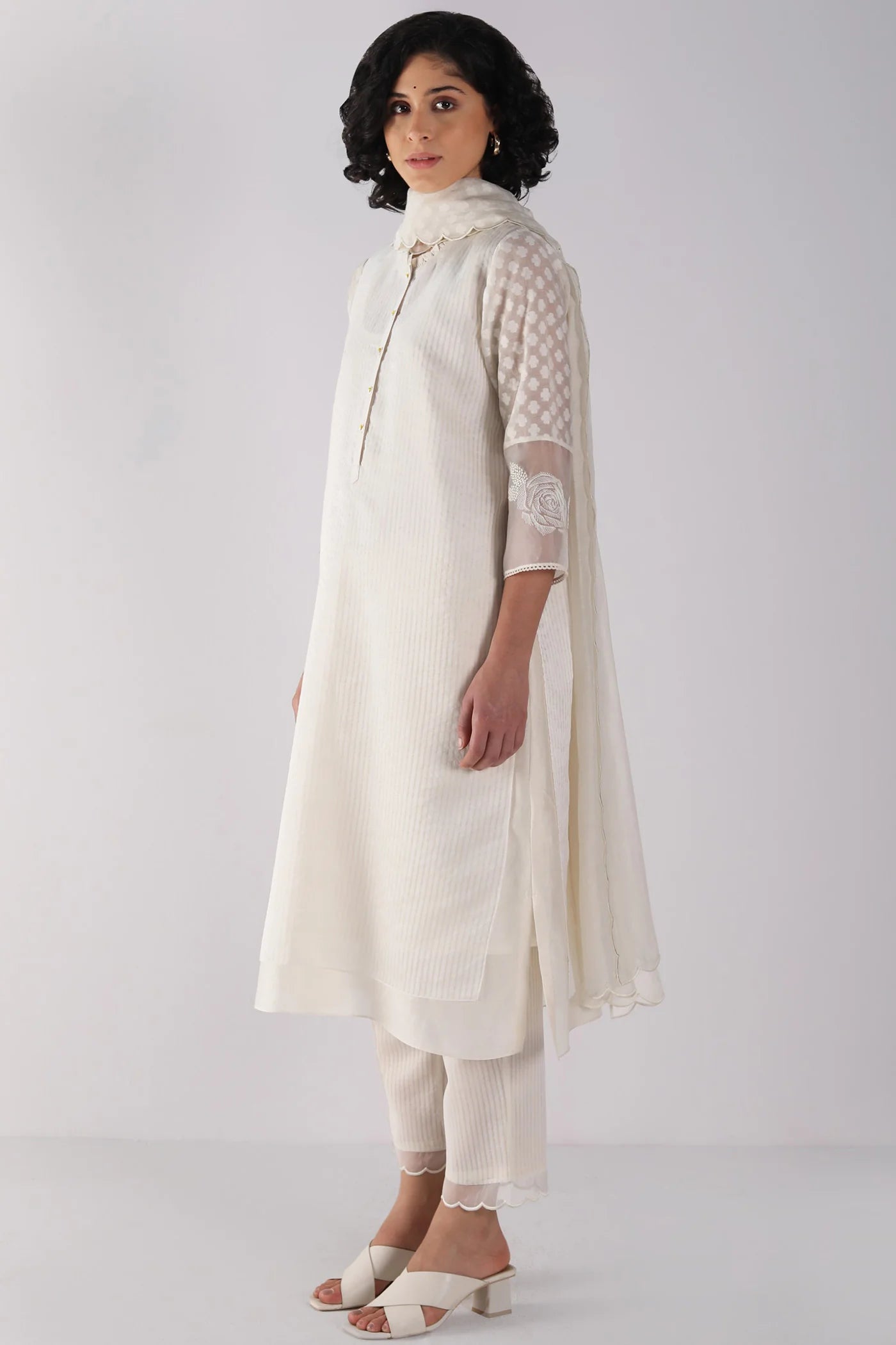 Ivory Tunic Set Without Dupatta