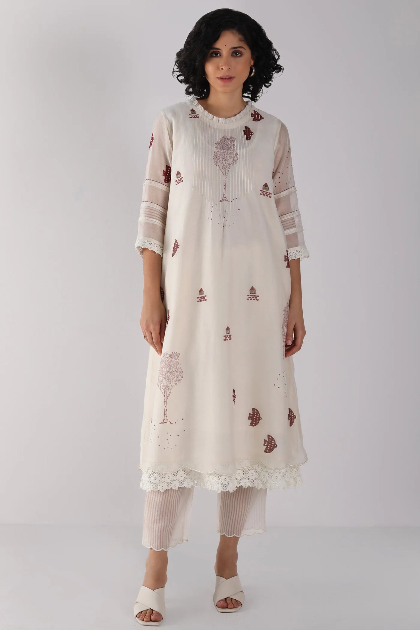 Ivory Tunic Set Without  Dupatta