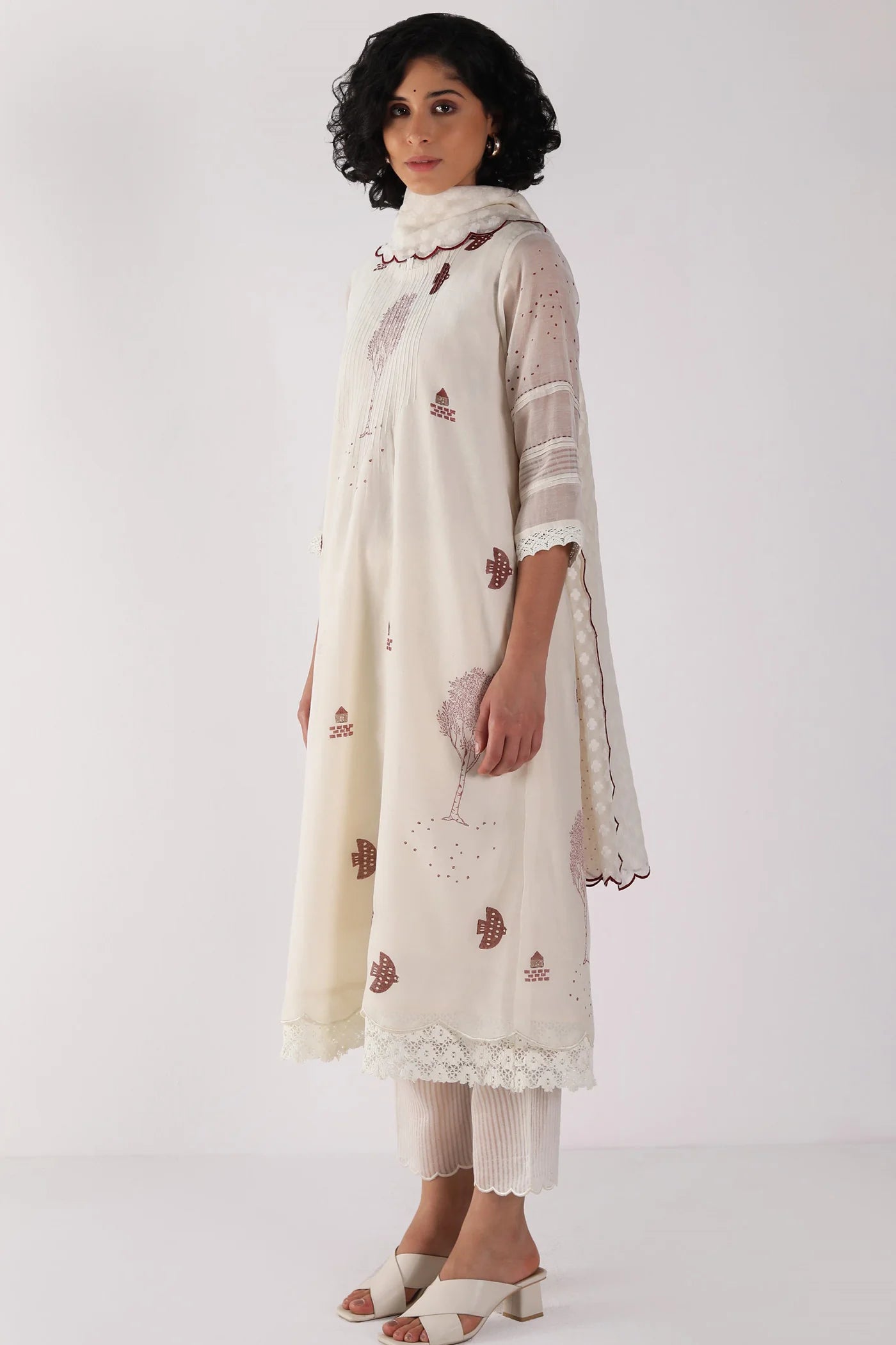 Ivory Tunic Set With Dupatta