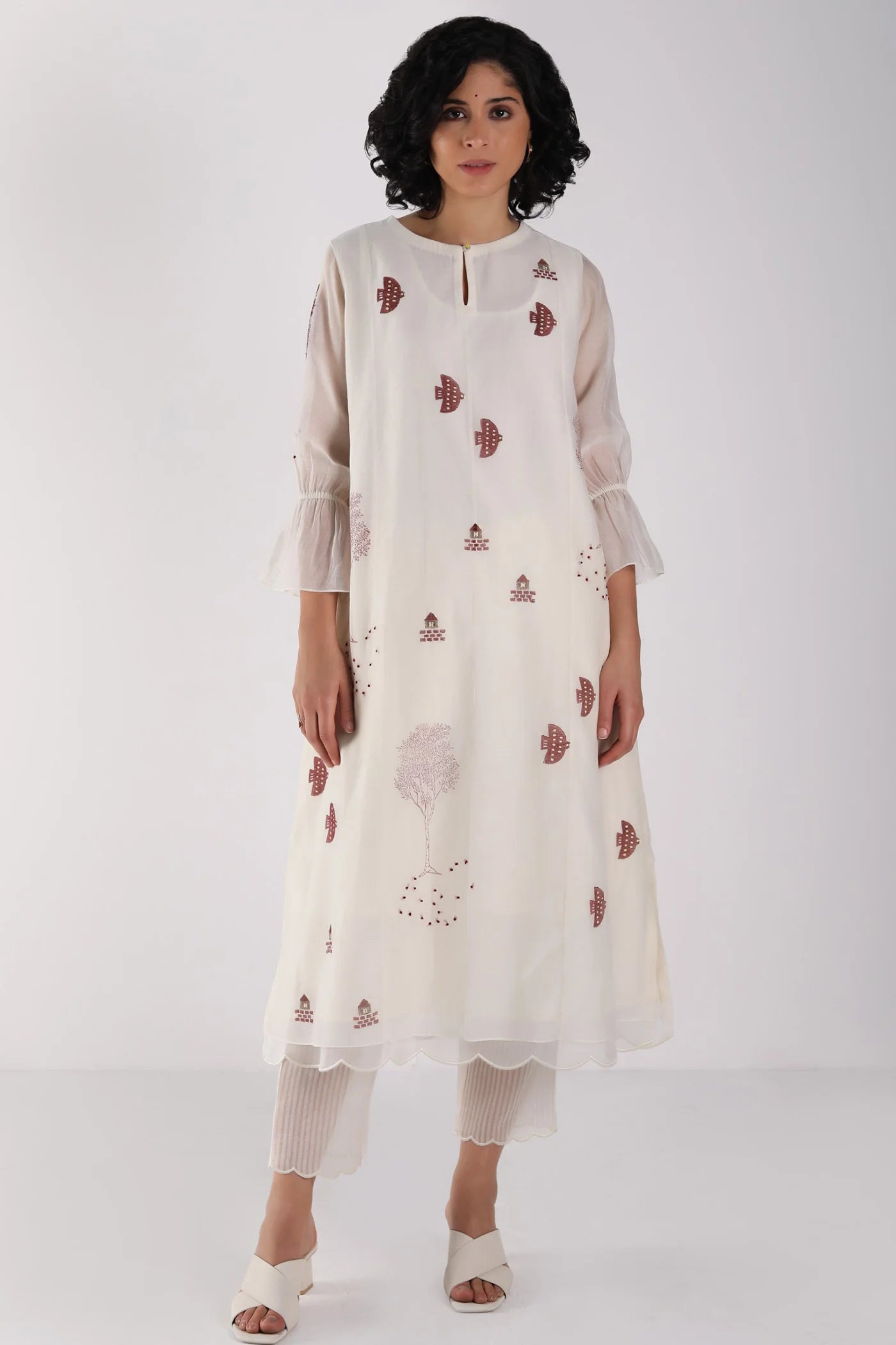 Ivory Tunic Set With Dupatta