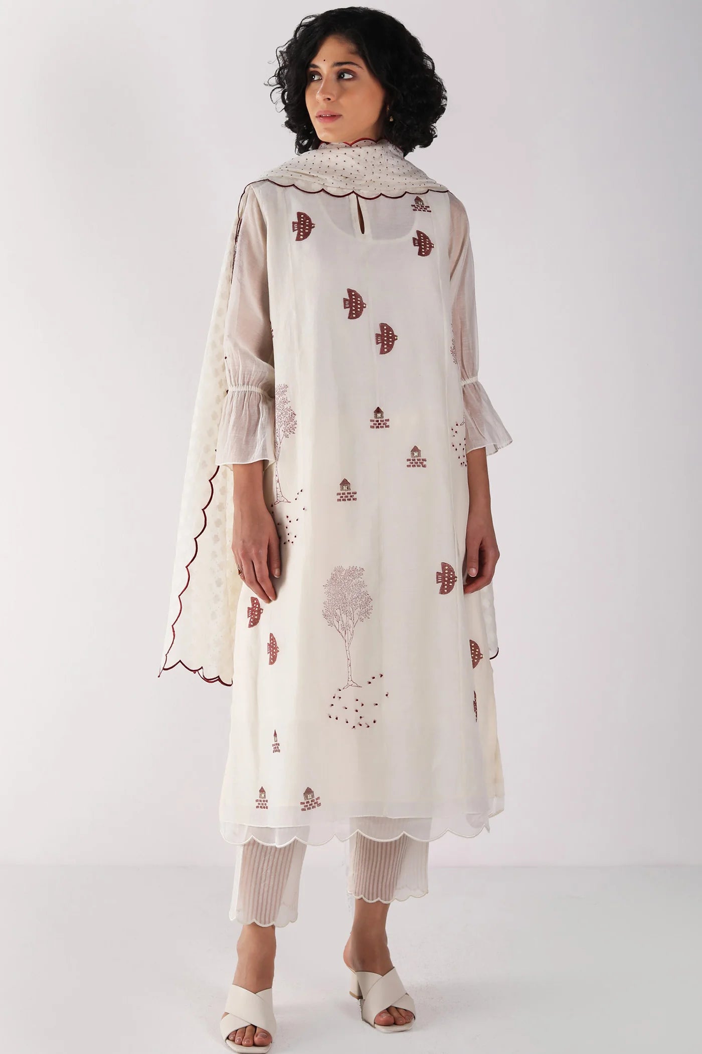 Ivory Tunic Set With Dupatta