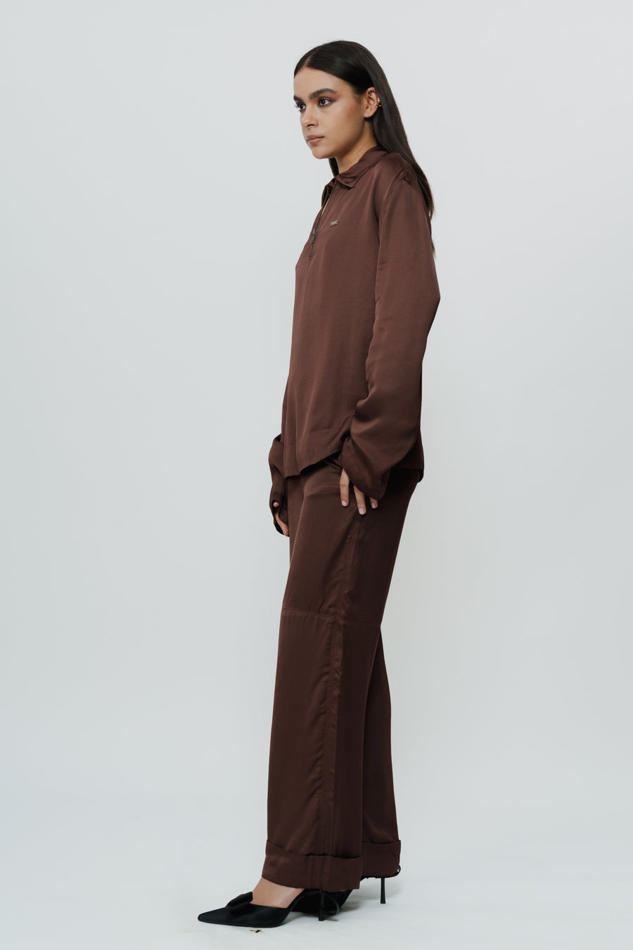 Dark Brown Silk Shirt & Trouser