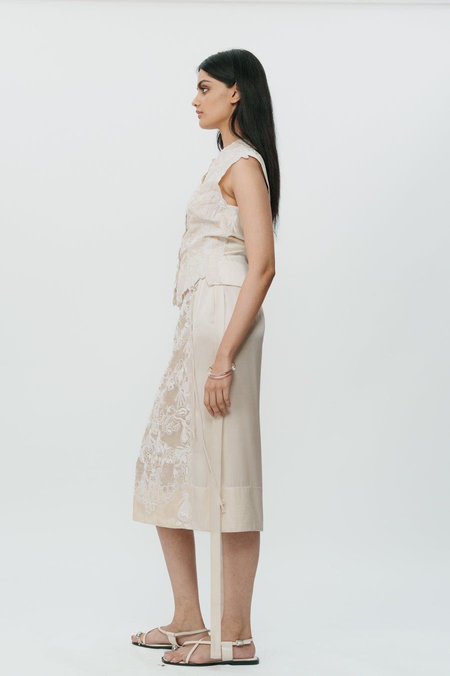 Ivory Lace Chikankari Skirt