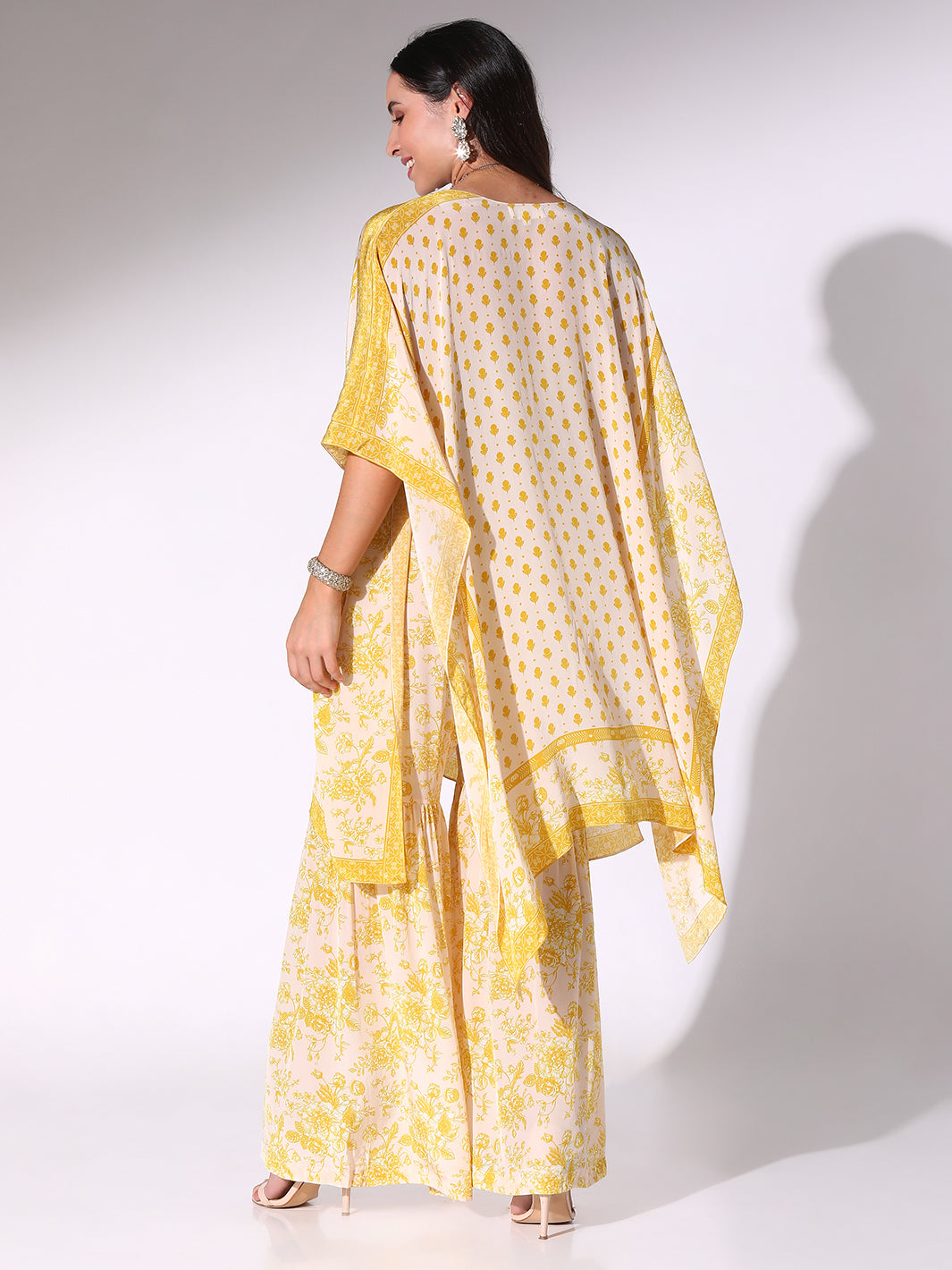 Yellow Printed Kaftan & Sharara Pants